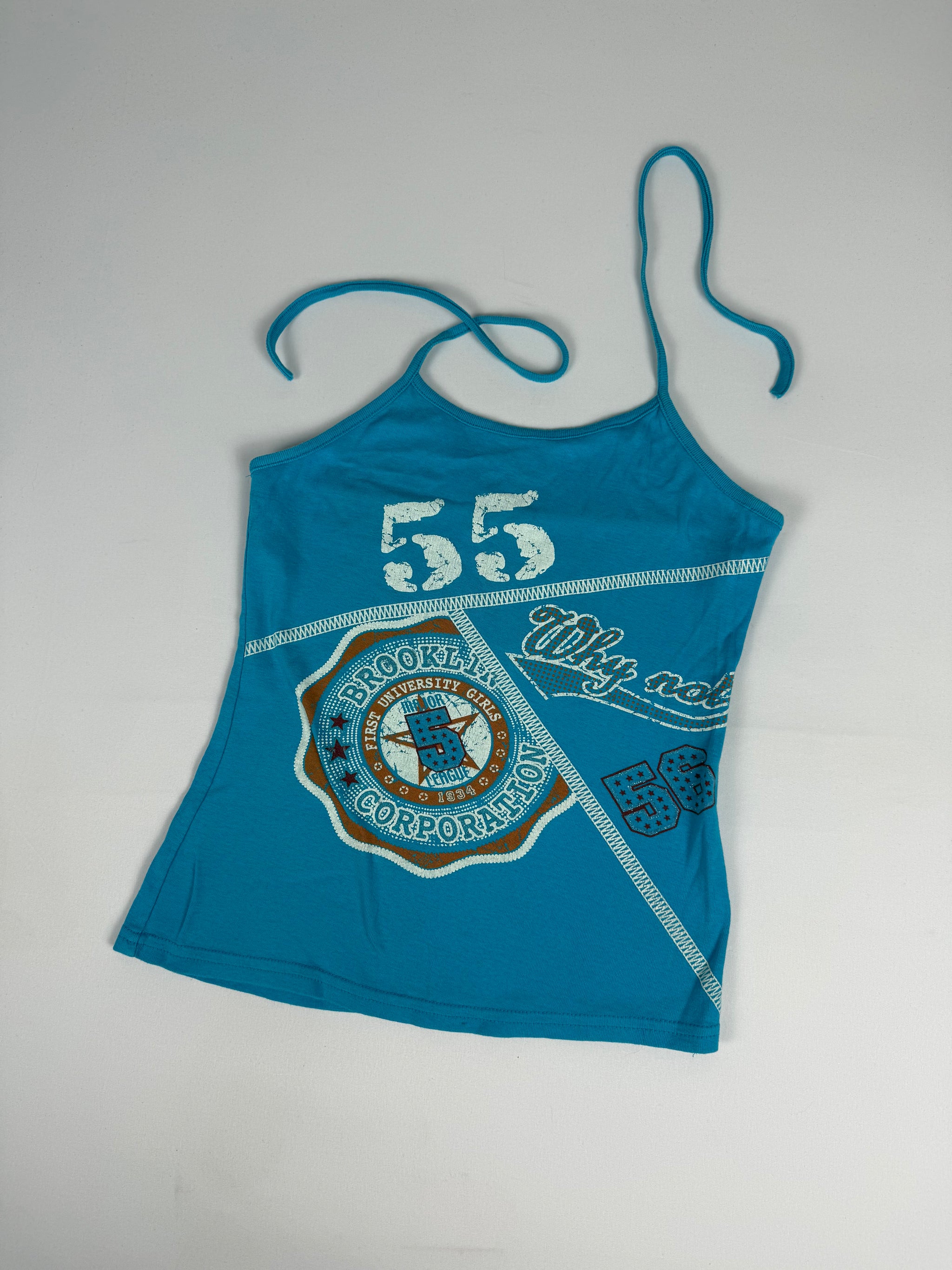 Blue graphic halter top (S)