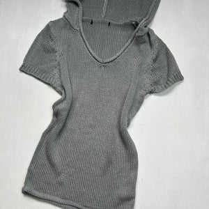 Khaki knitted hooded tee (S)