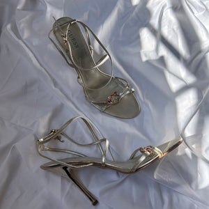 Gold butterfly charms leather heels (38)
