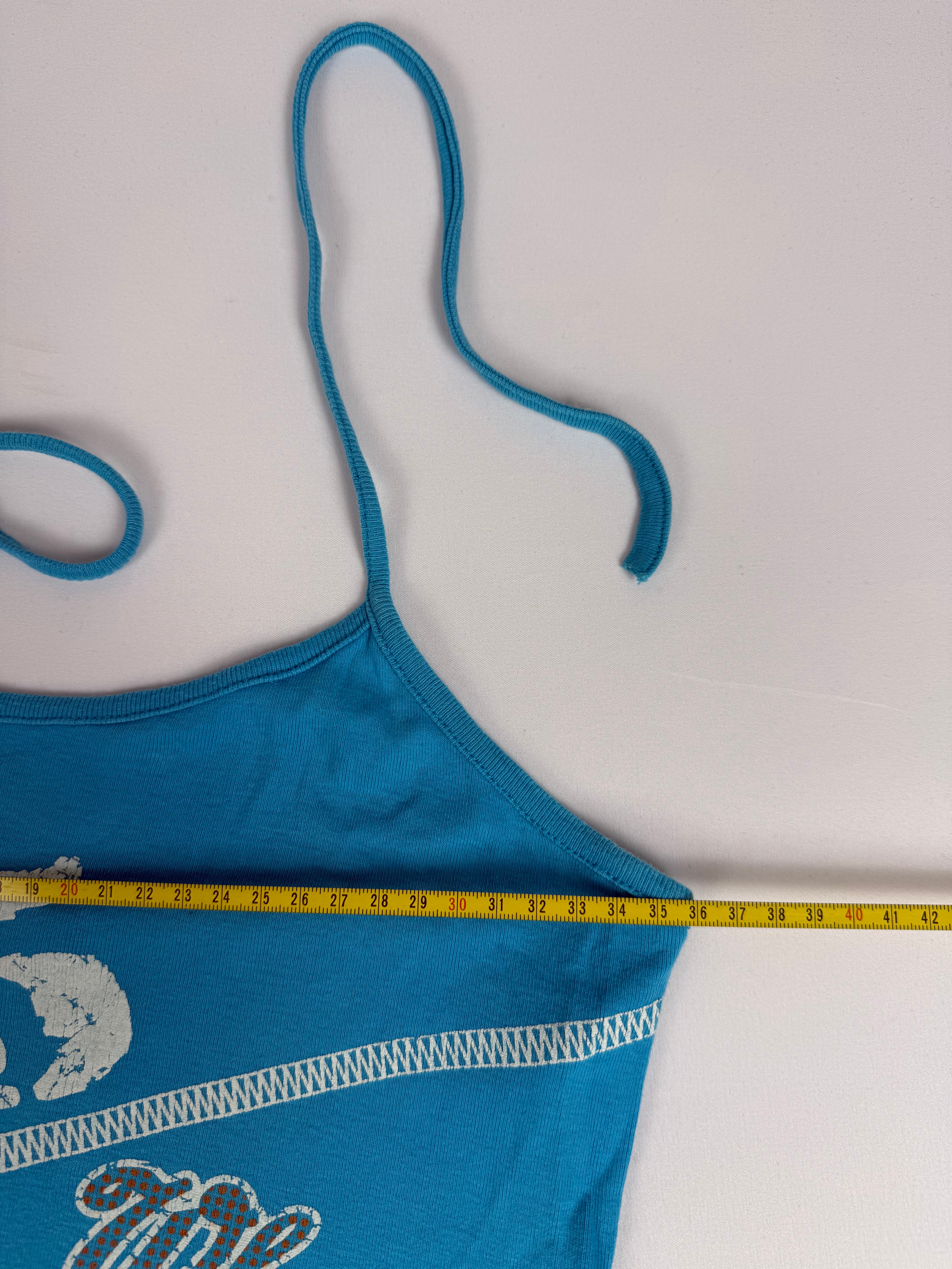Blue graphic halter top (S)