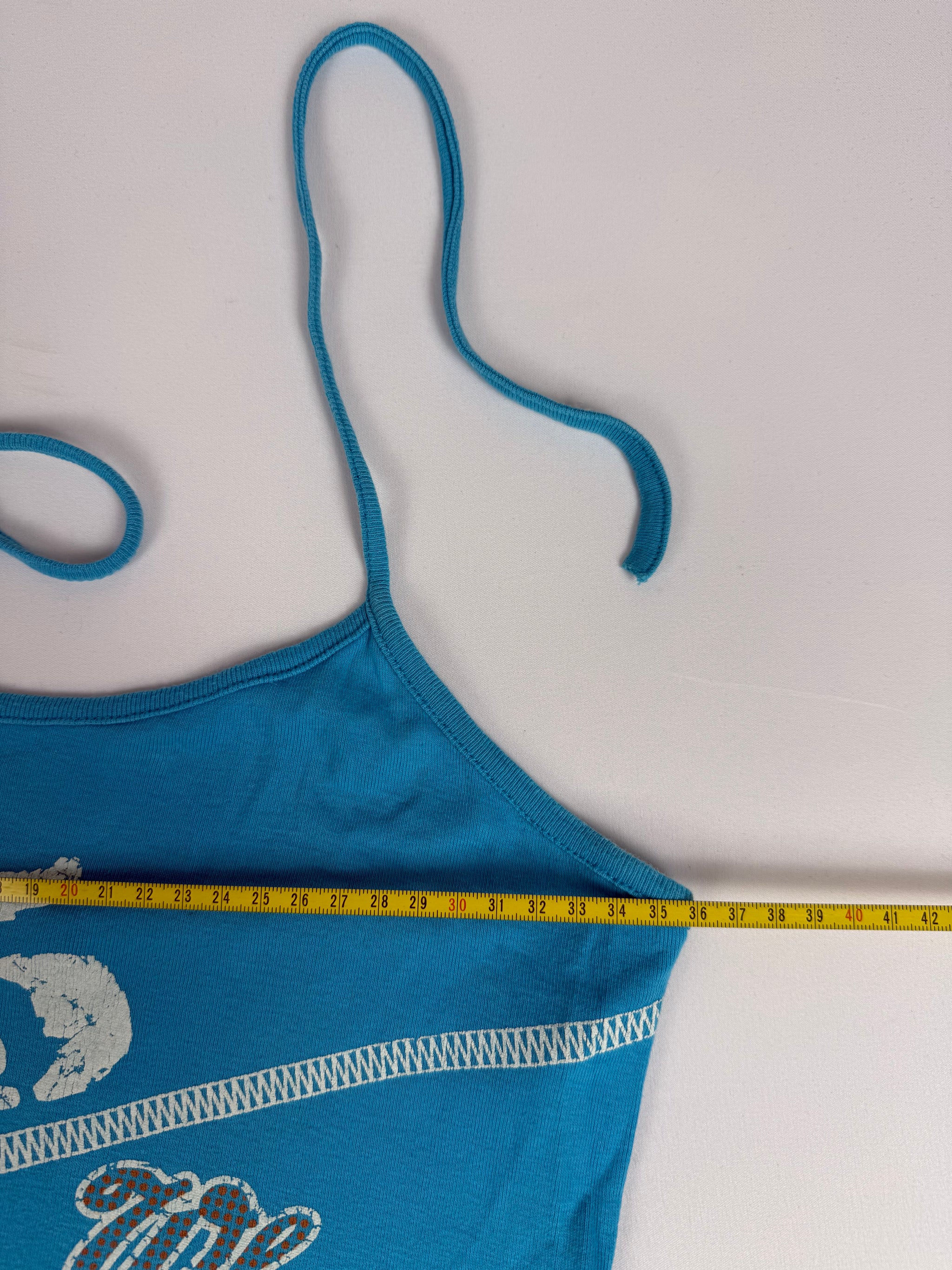 Blue graphic halter top (S)