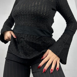 Black crochet round neck jumper (M/L)