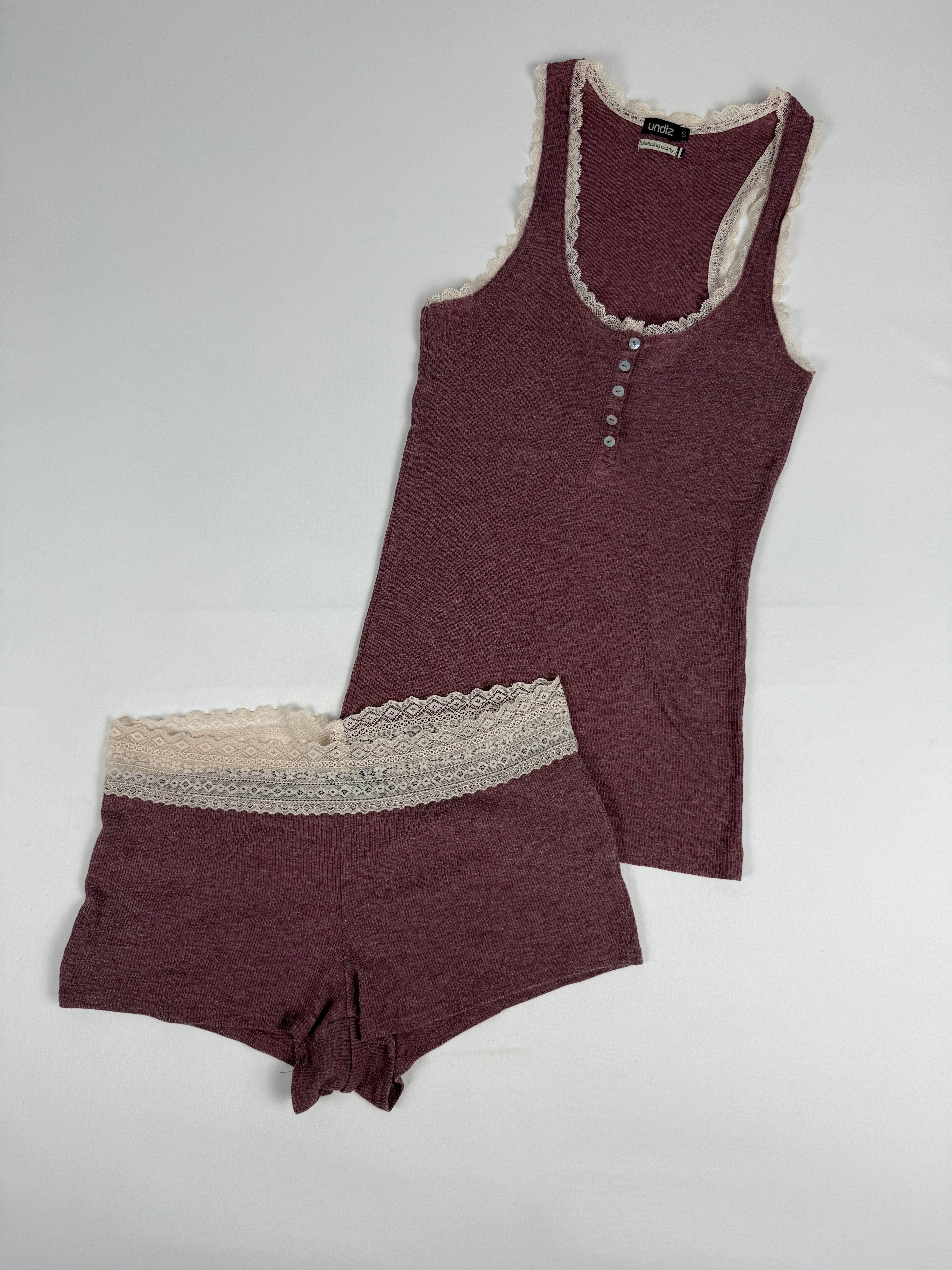 Purple lace mini short + top set (S)