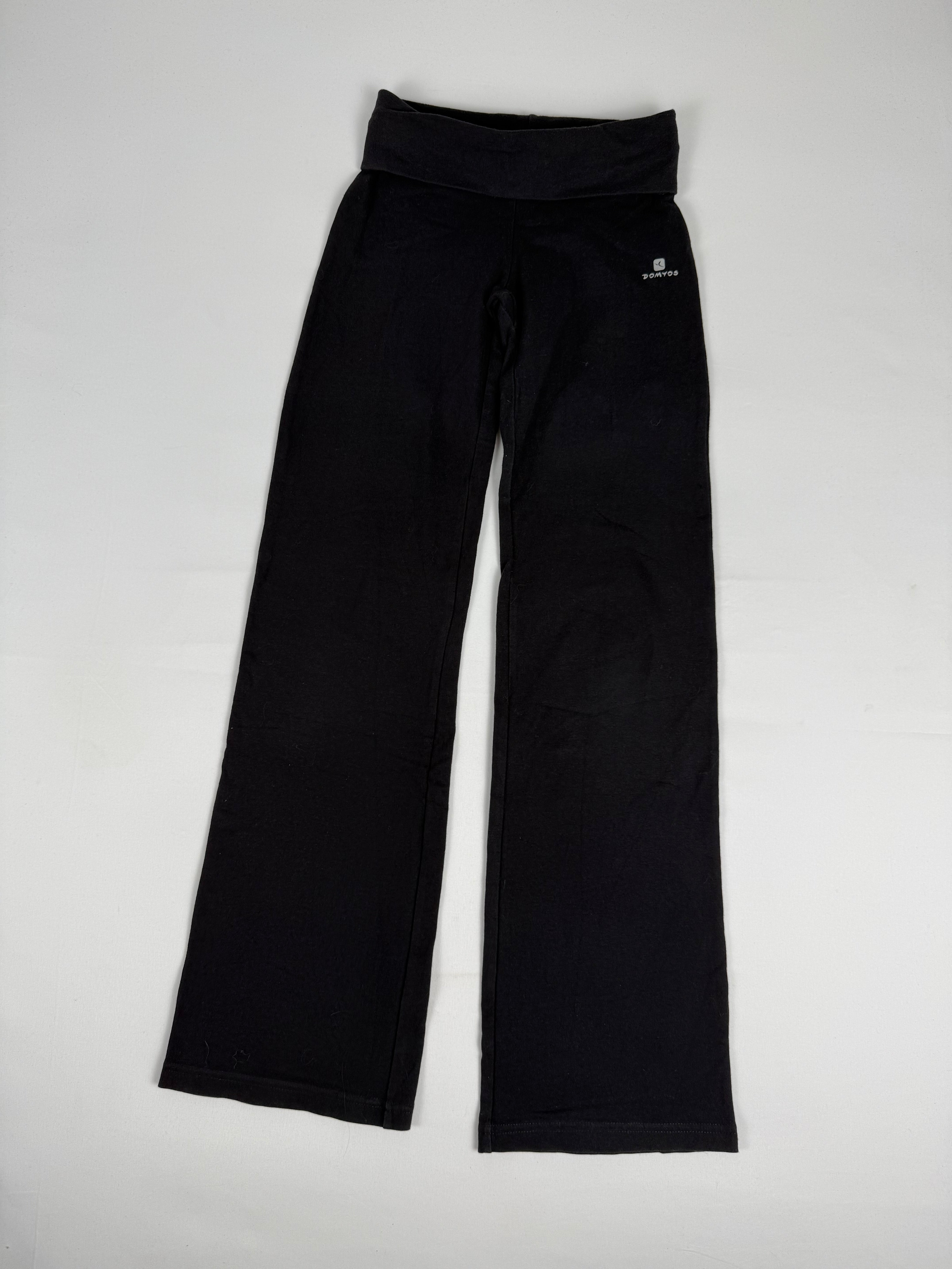 Pantalon droit taille basse en jean noir (XS)