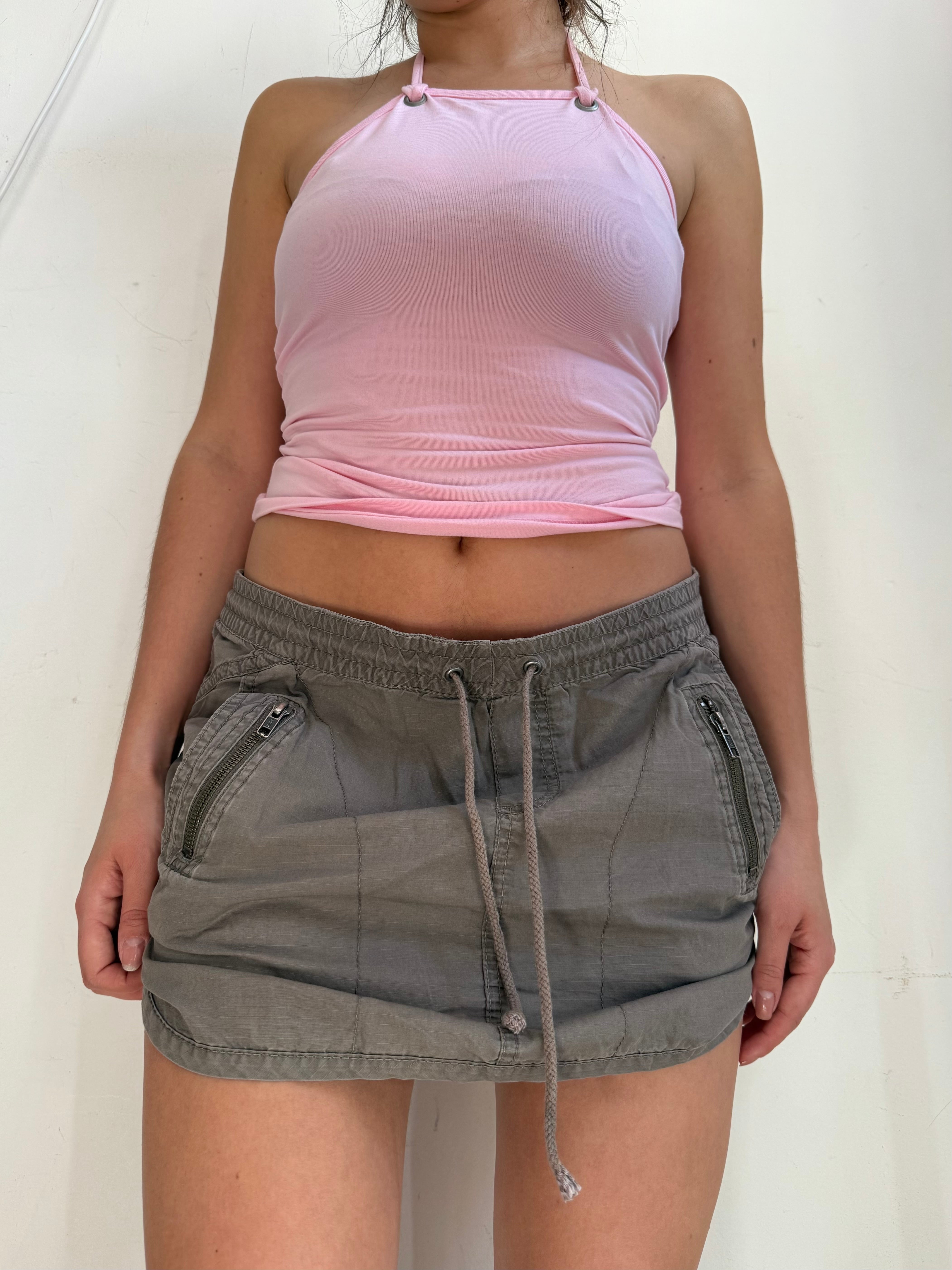 Khaki cotton utility mini skirt (M/L)