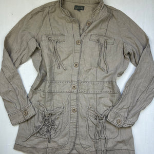 Beige linen blazer jacket (XL)