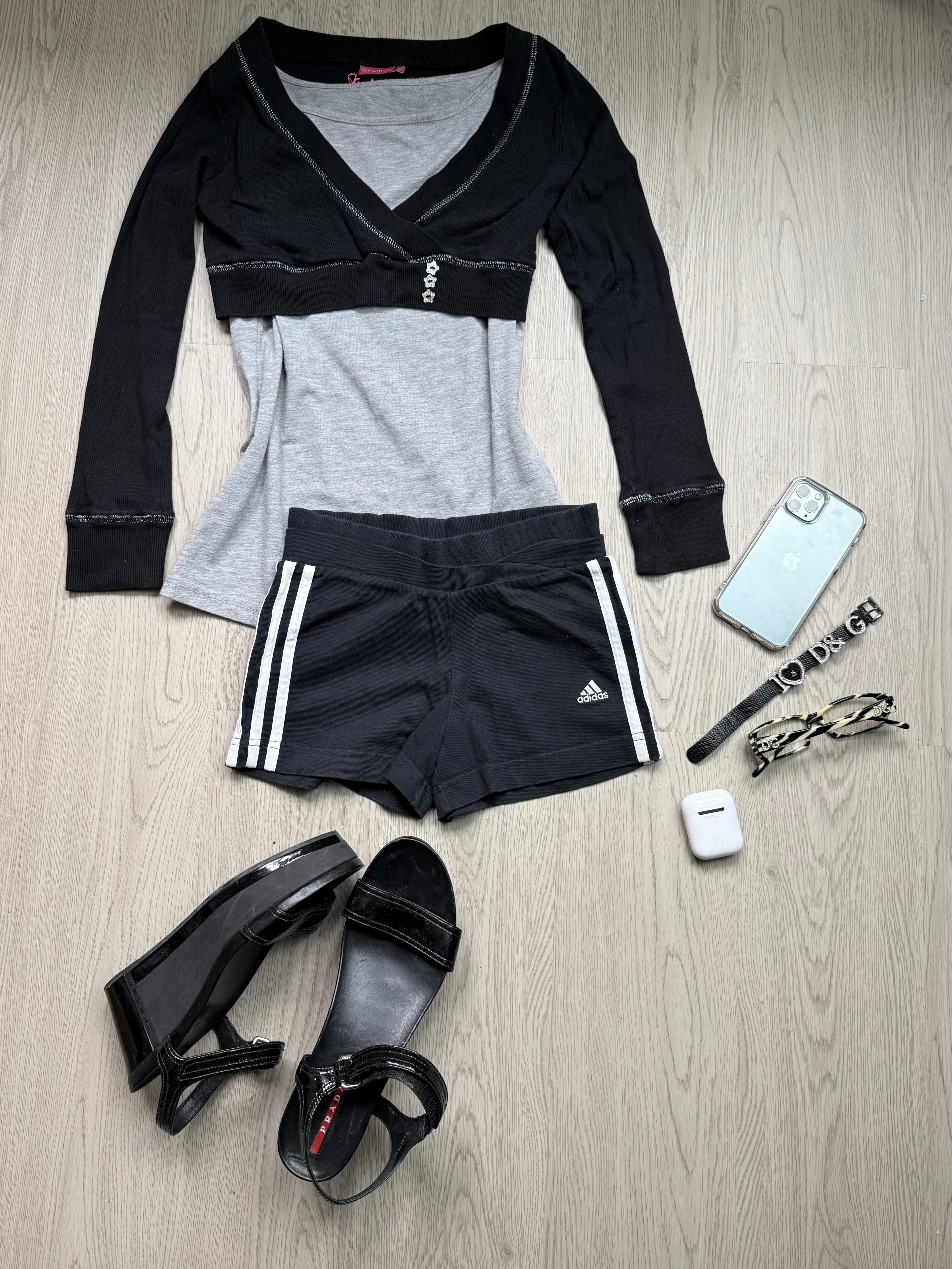 Grey 2 in 1 bolero long sleeves top (S)