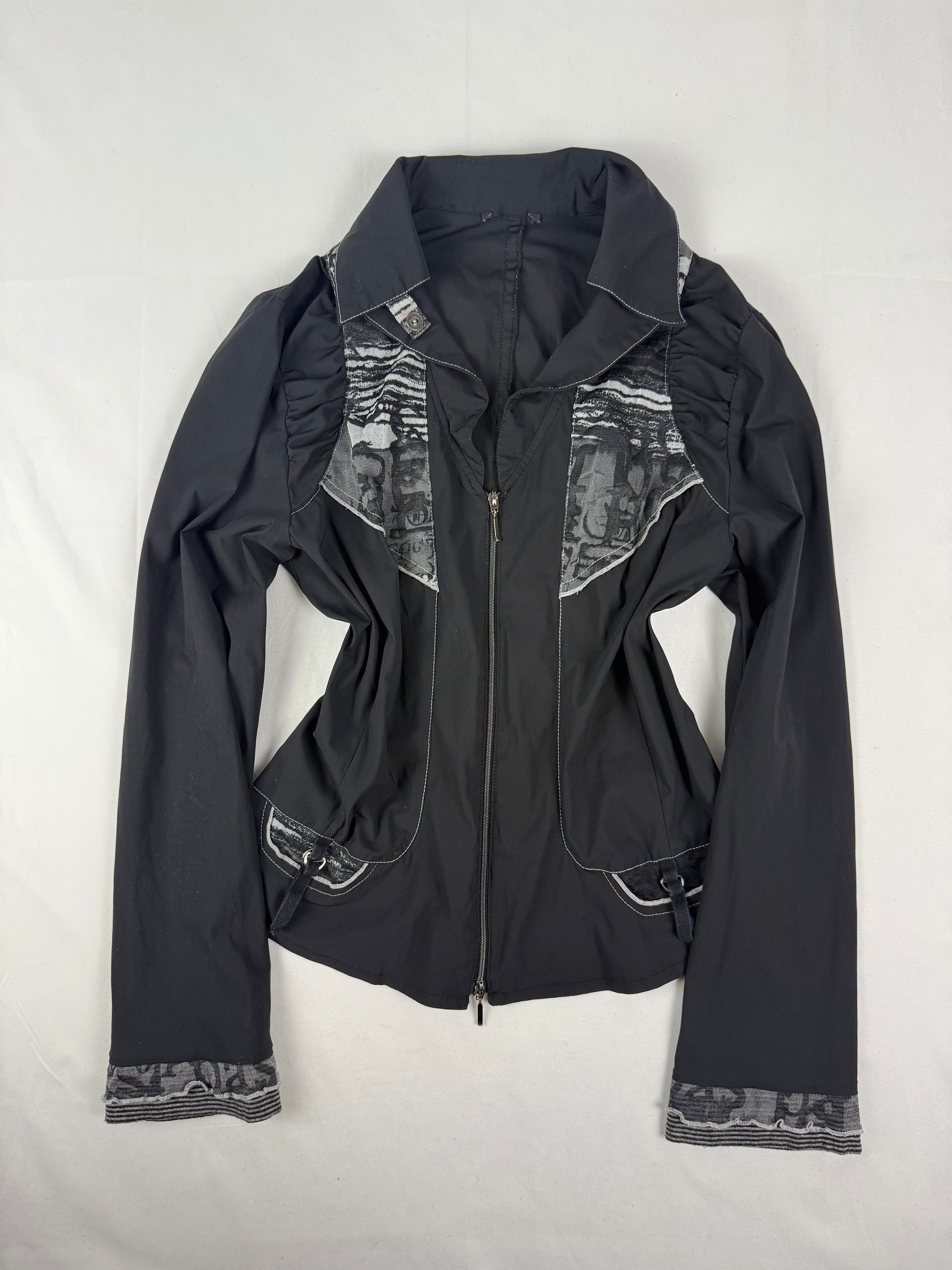 Black lightweight zip up office jacket (M)