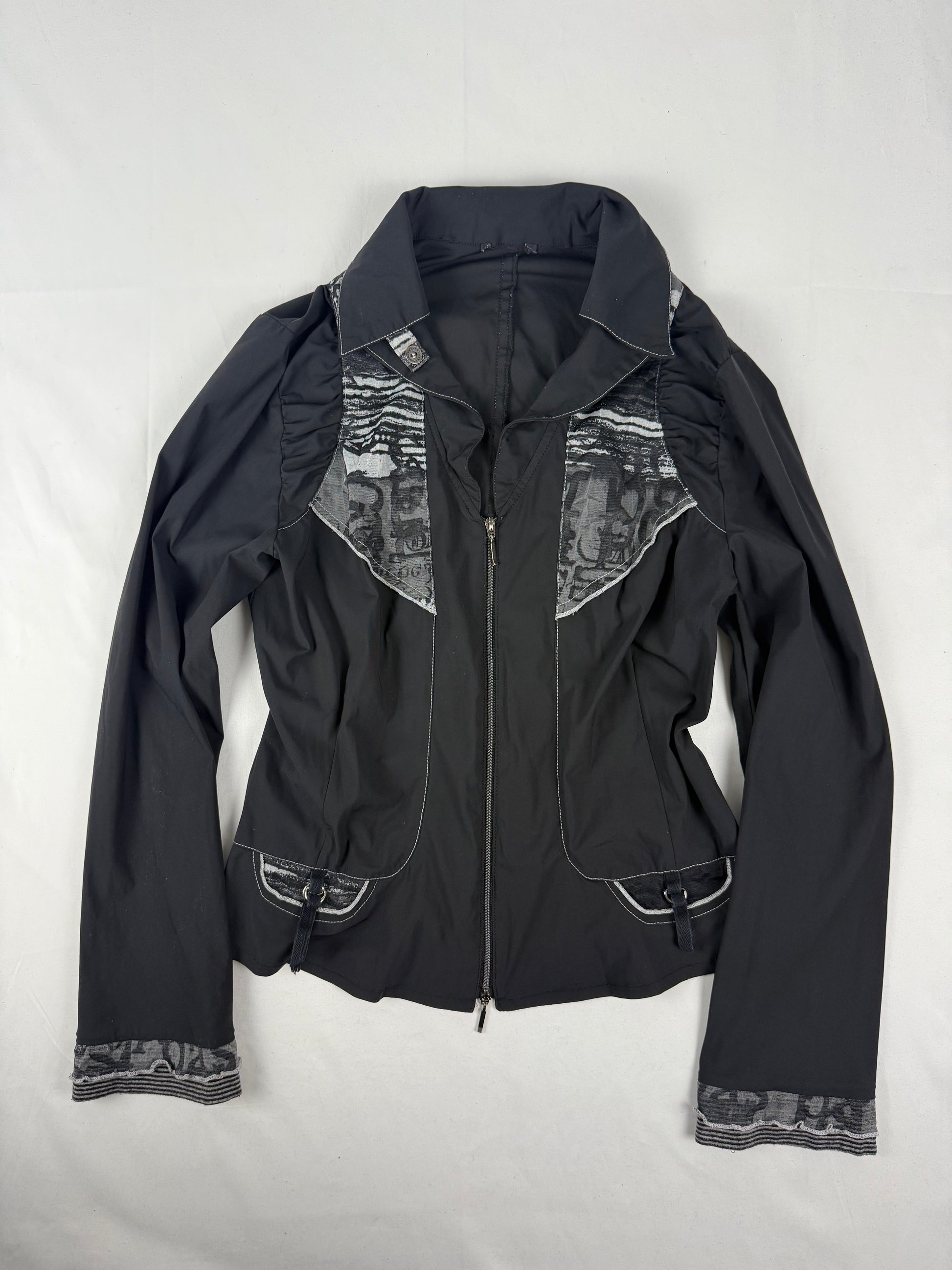 Black lightweight zip up office jacket (M)