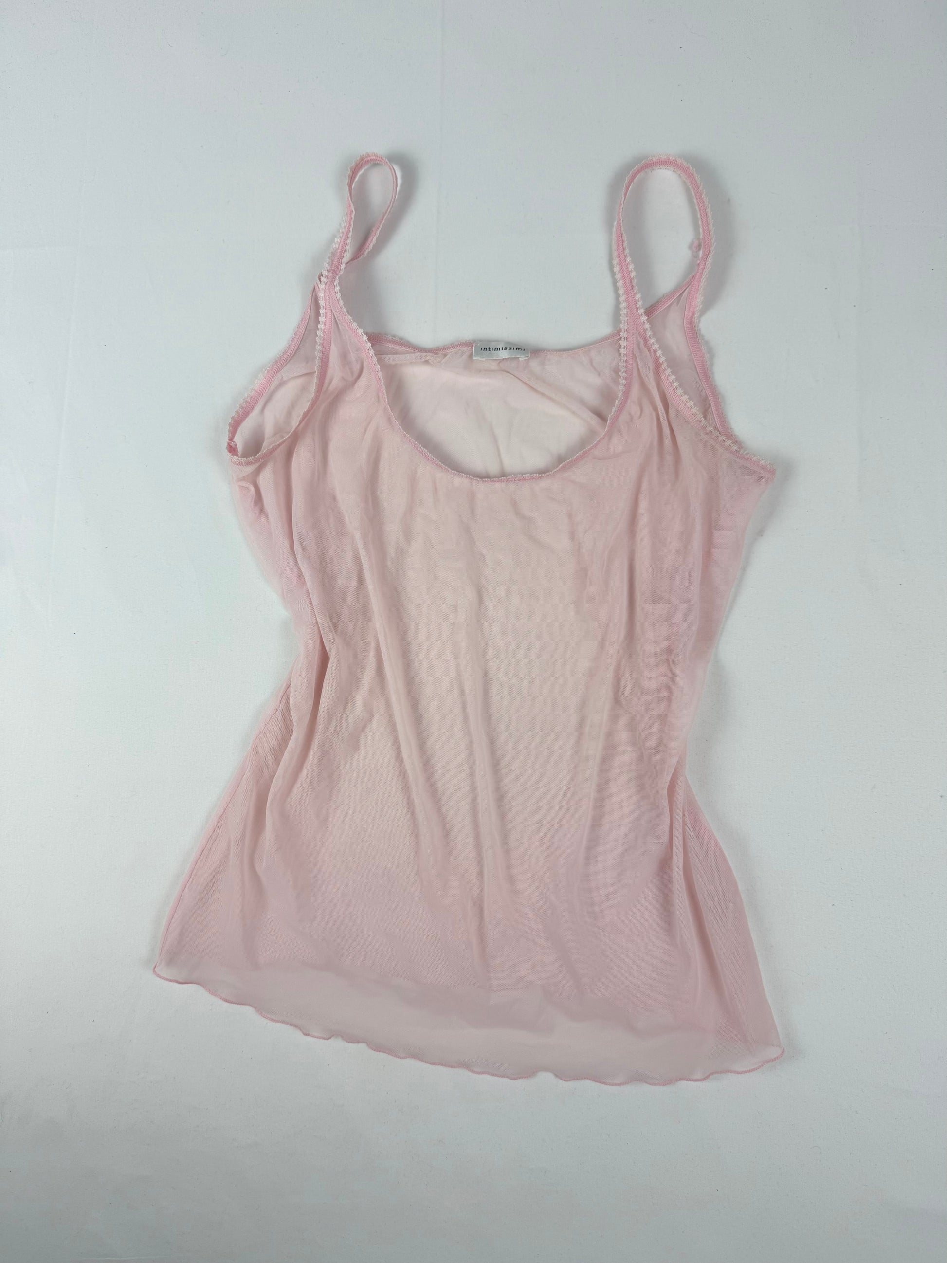 Baby pink mesh babydoll cami top (M)