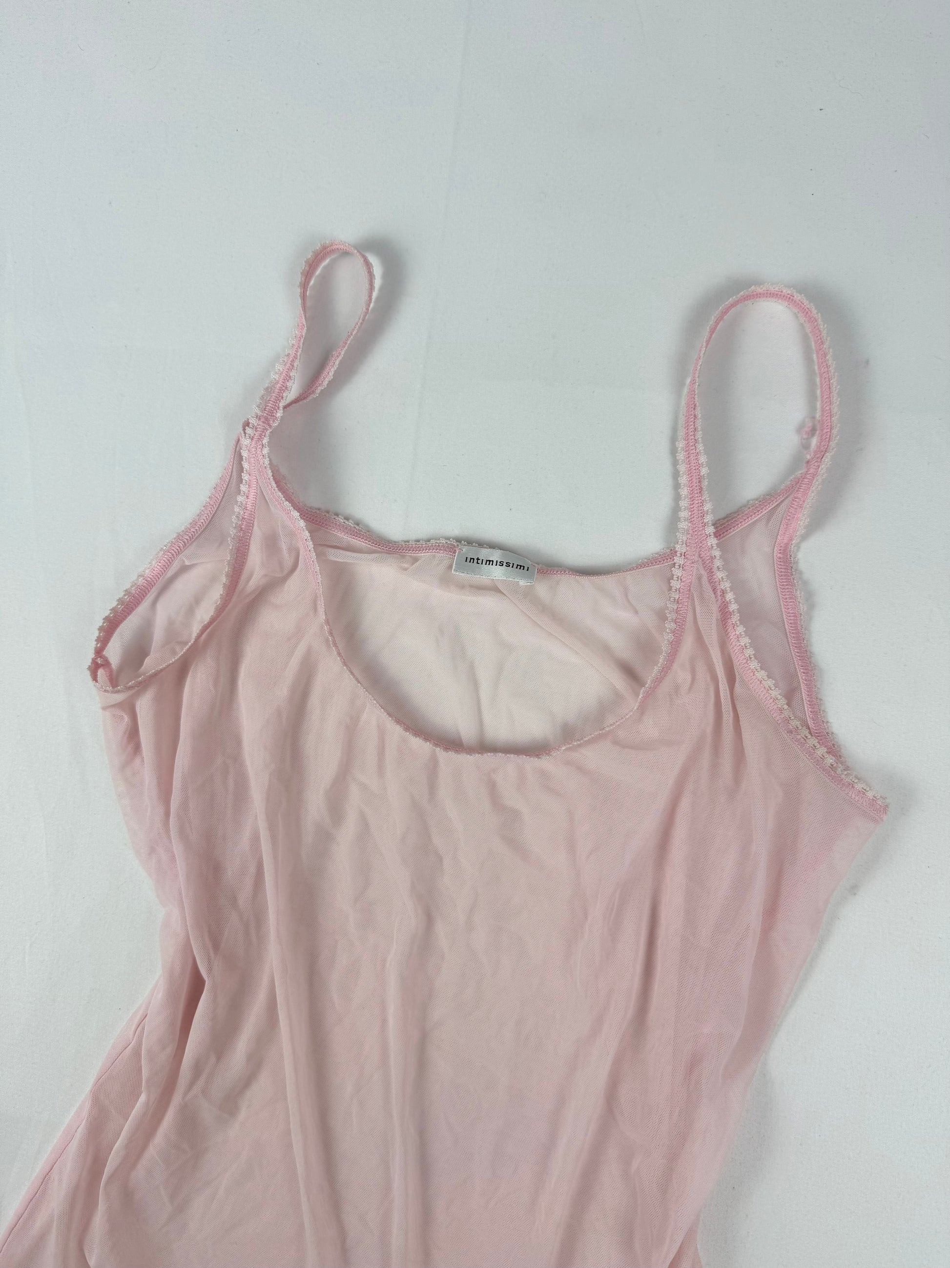 Baby pink mesh babydoll cami top (M)