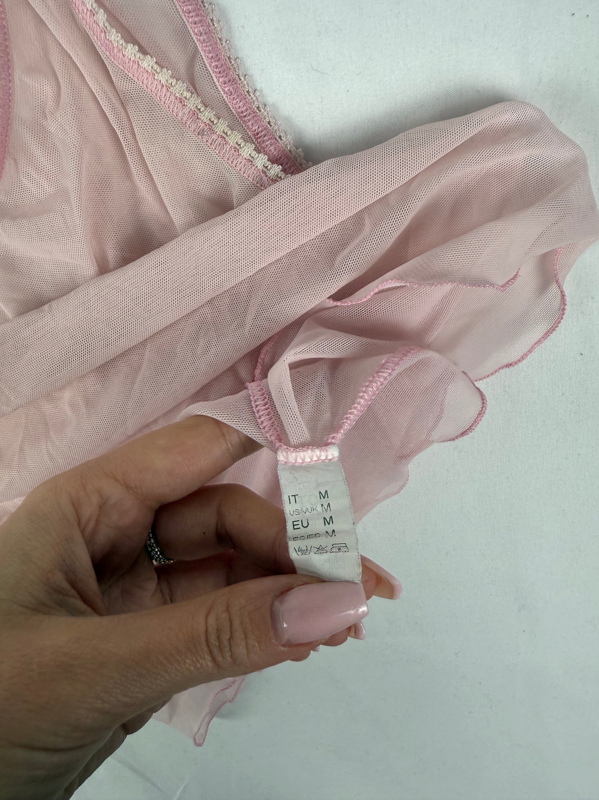 Baby pink mesh babydoll cami top (M)