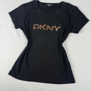 Black sequins logo baby tee (S)