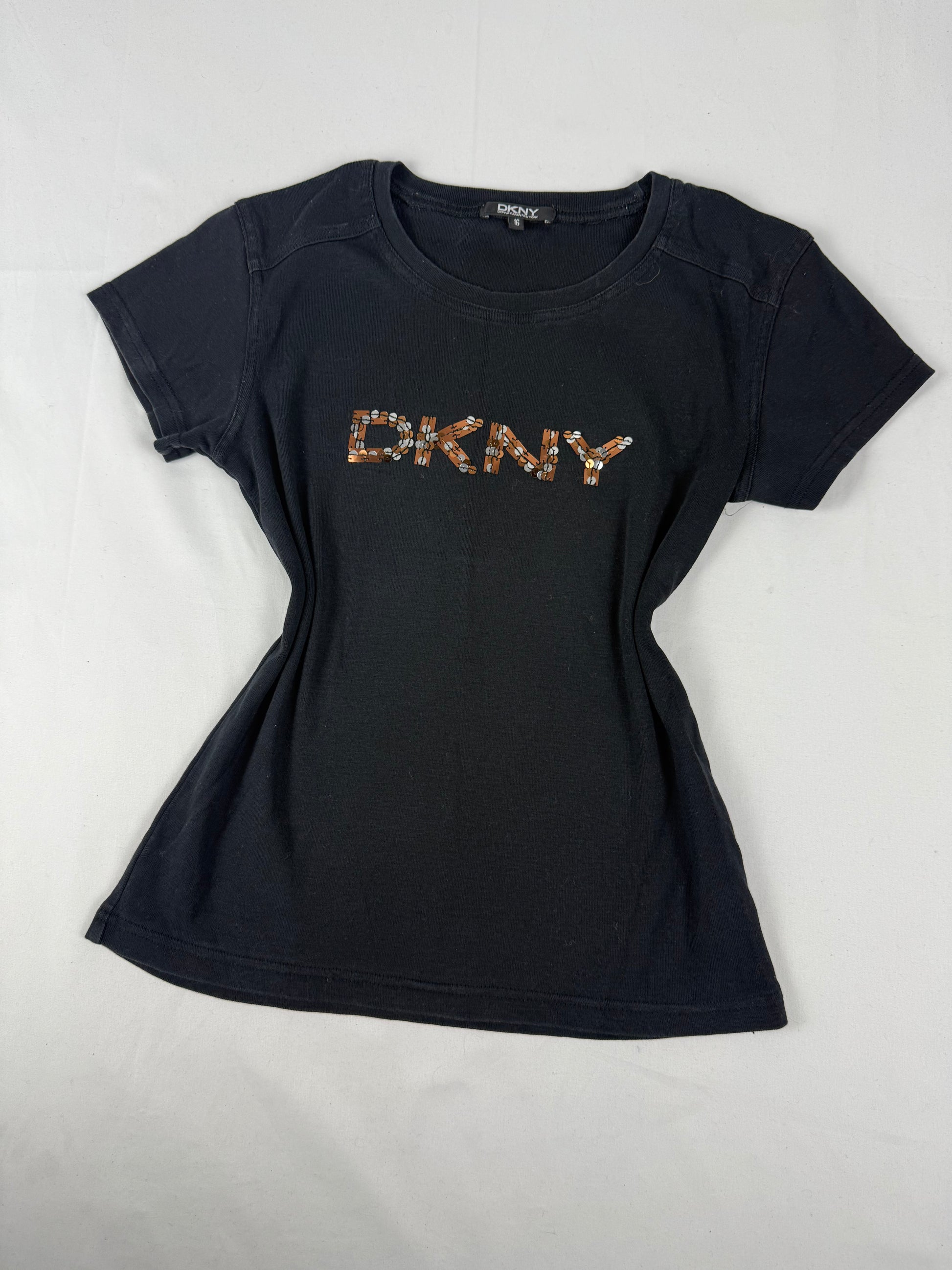 Black sequins logo baby tee (S)