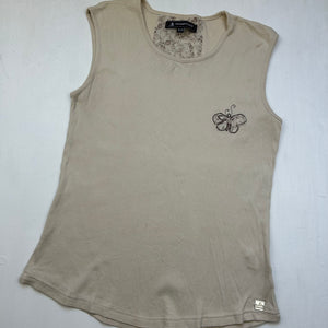Beige cotton stretchy butterfly tank top (XL)