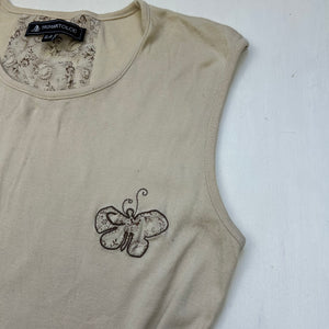 Beige cotton stretchy butterfly tank top (XL)