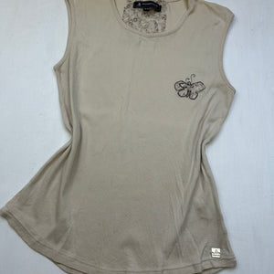 Beige cotton stretchy butterfly tank top (XL)