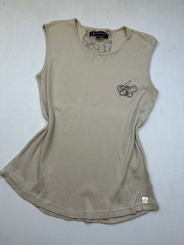 Beige cotton stretchy butterfly tank top (XL)