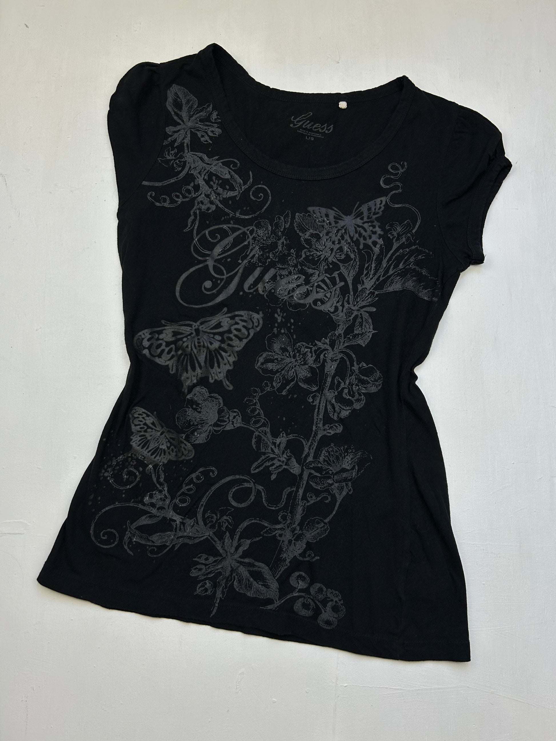 Black graphic cotton tee (L)