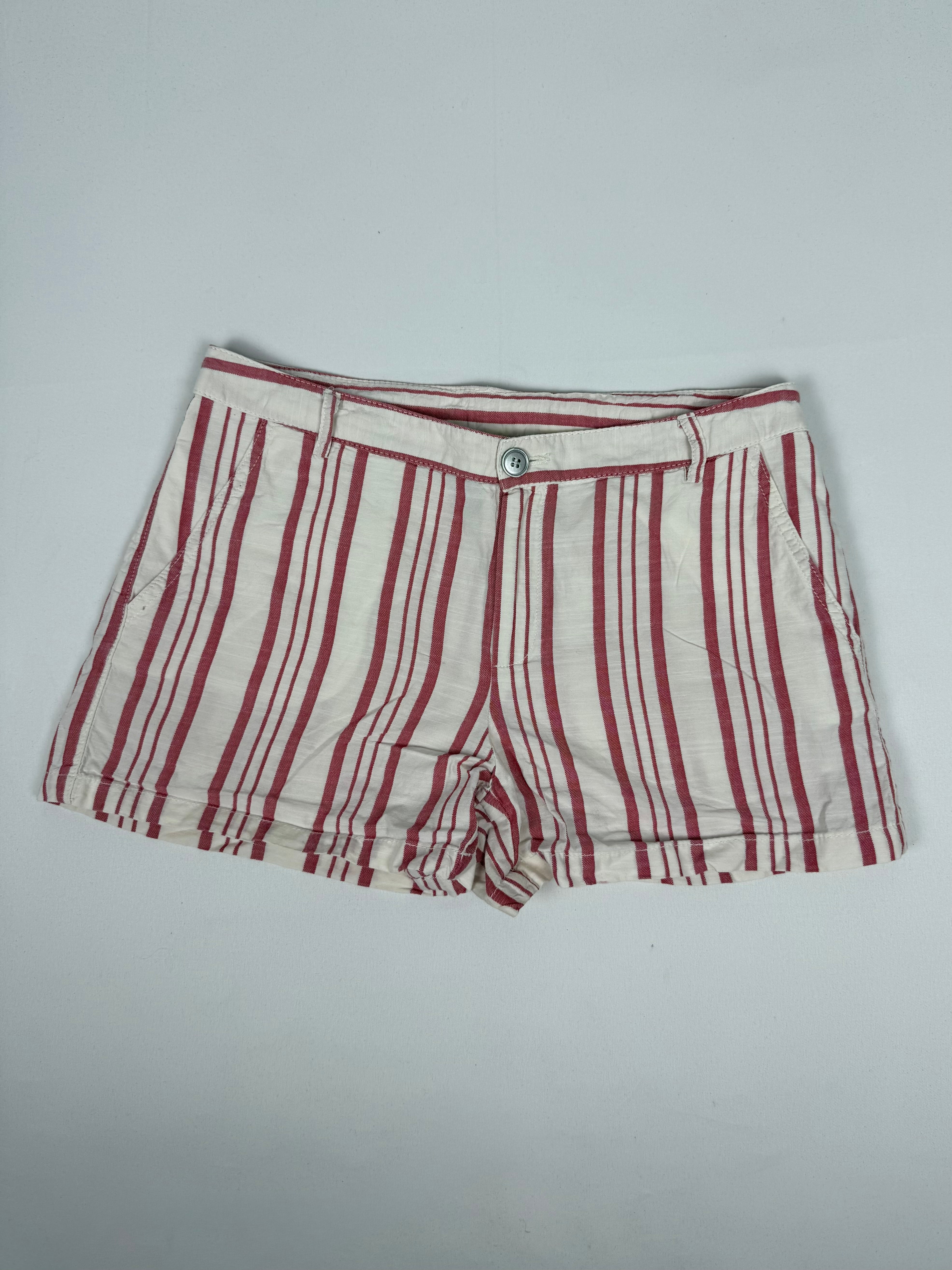 White striped cotton low rise mini short (M)