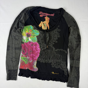 Black graphic long sleeves top (S/M)