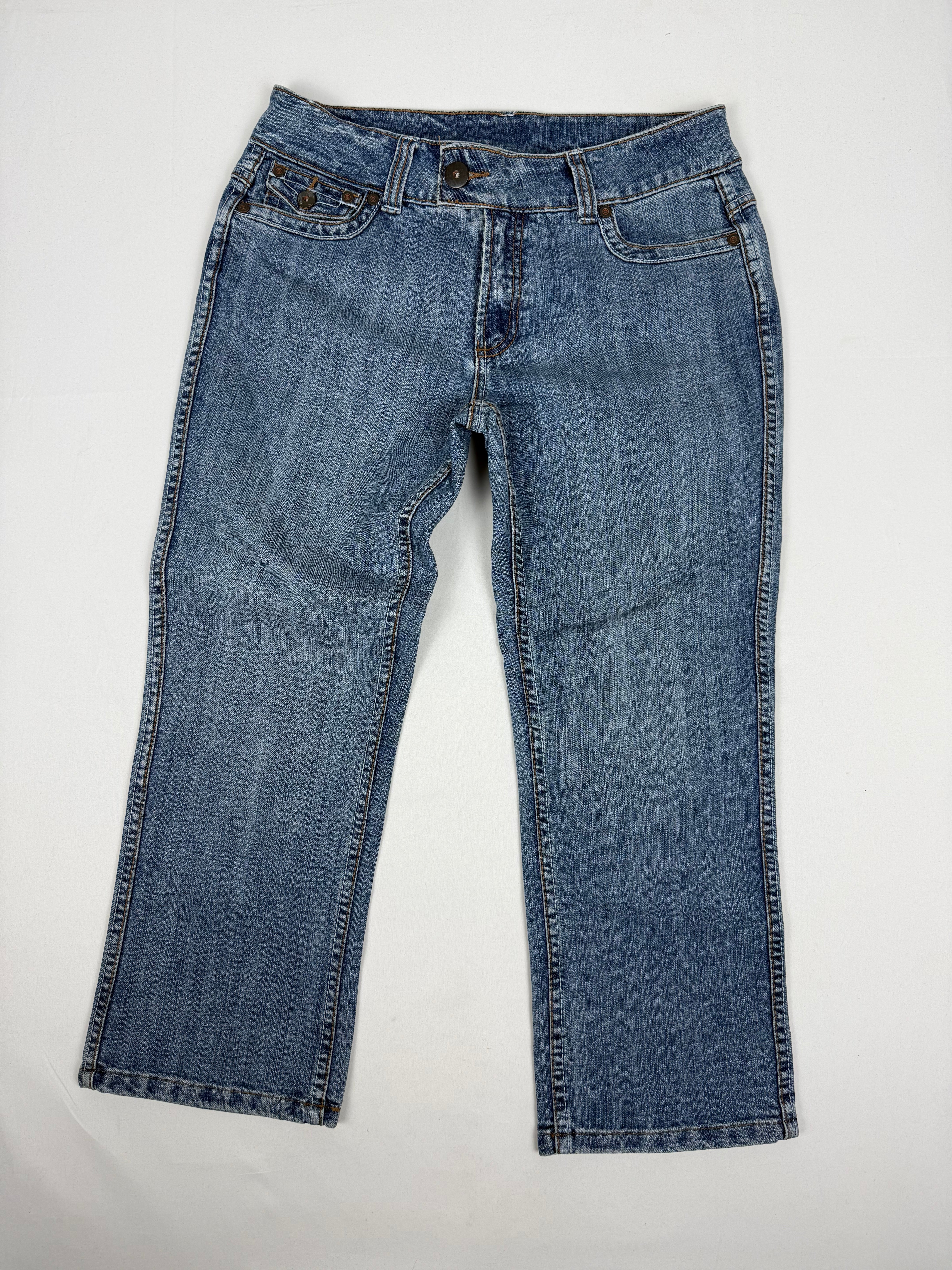 Blue denim low rise capri pants (L)