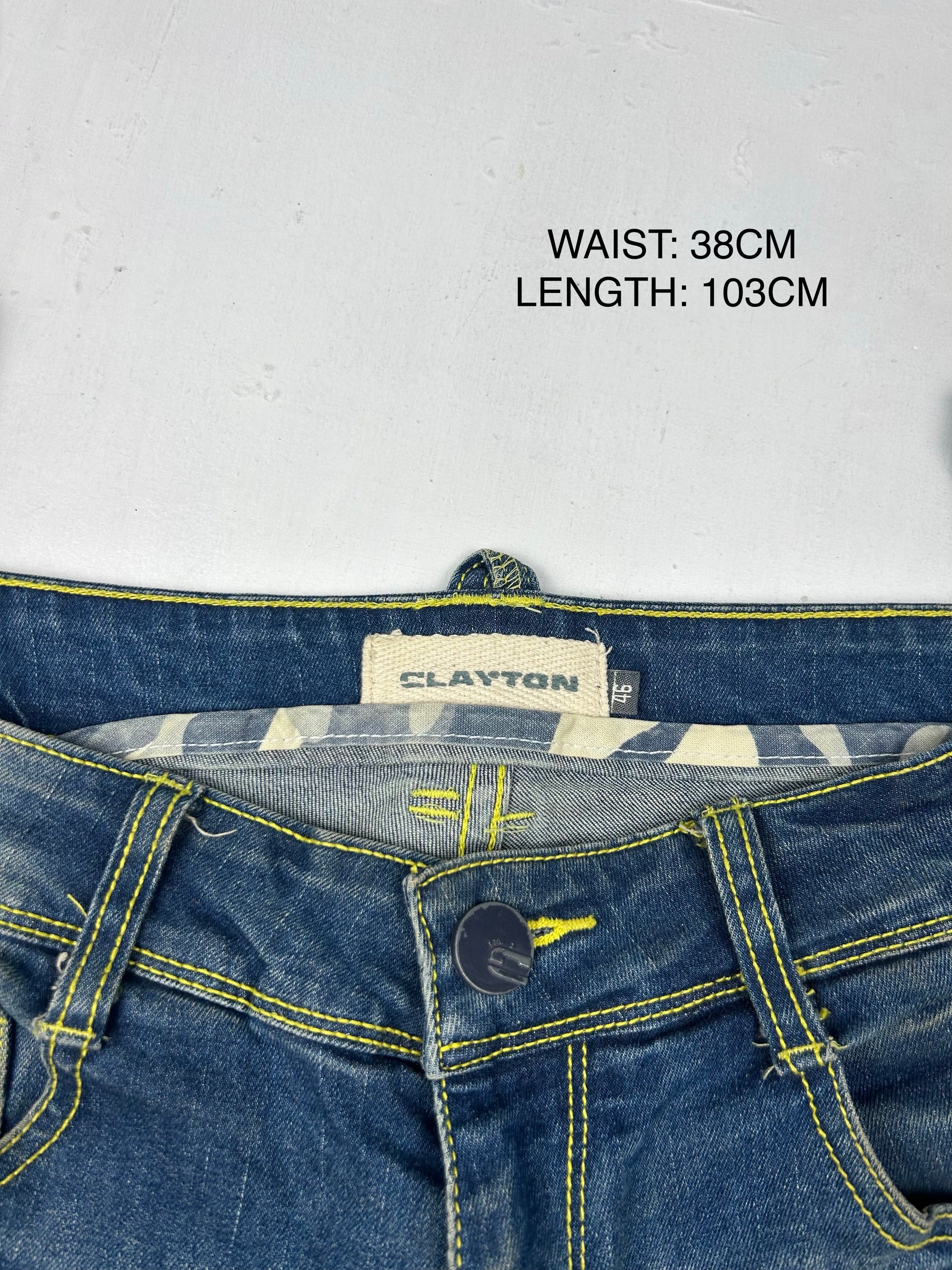 Blue denim low rise straight legs pants (S/M)