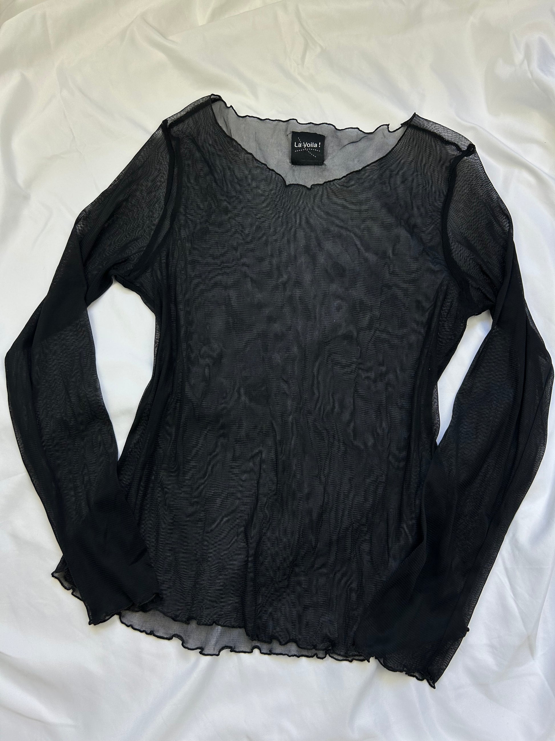 Black mesh long sleeves top (S/M)