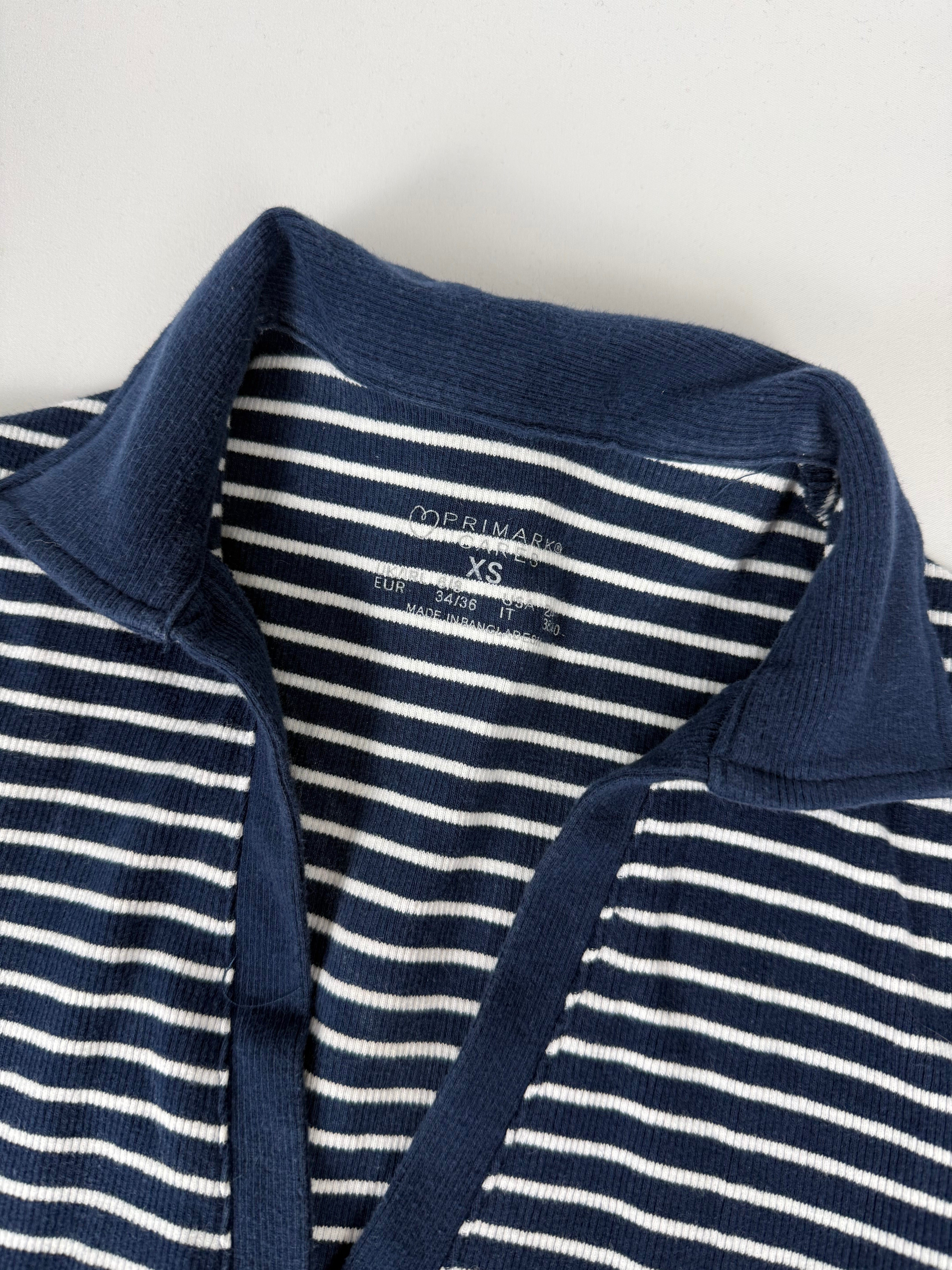 Navy striped cotton tee + mini skirt set (S)