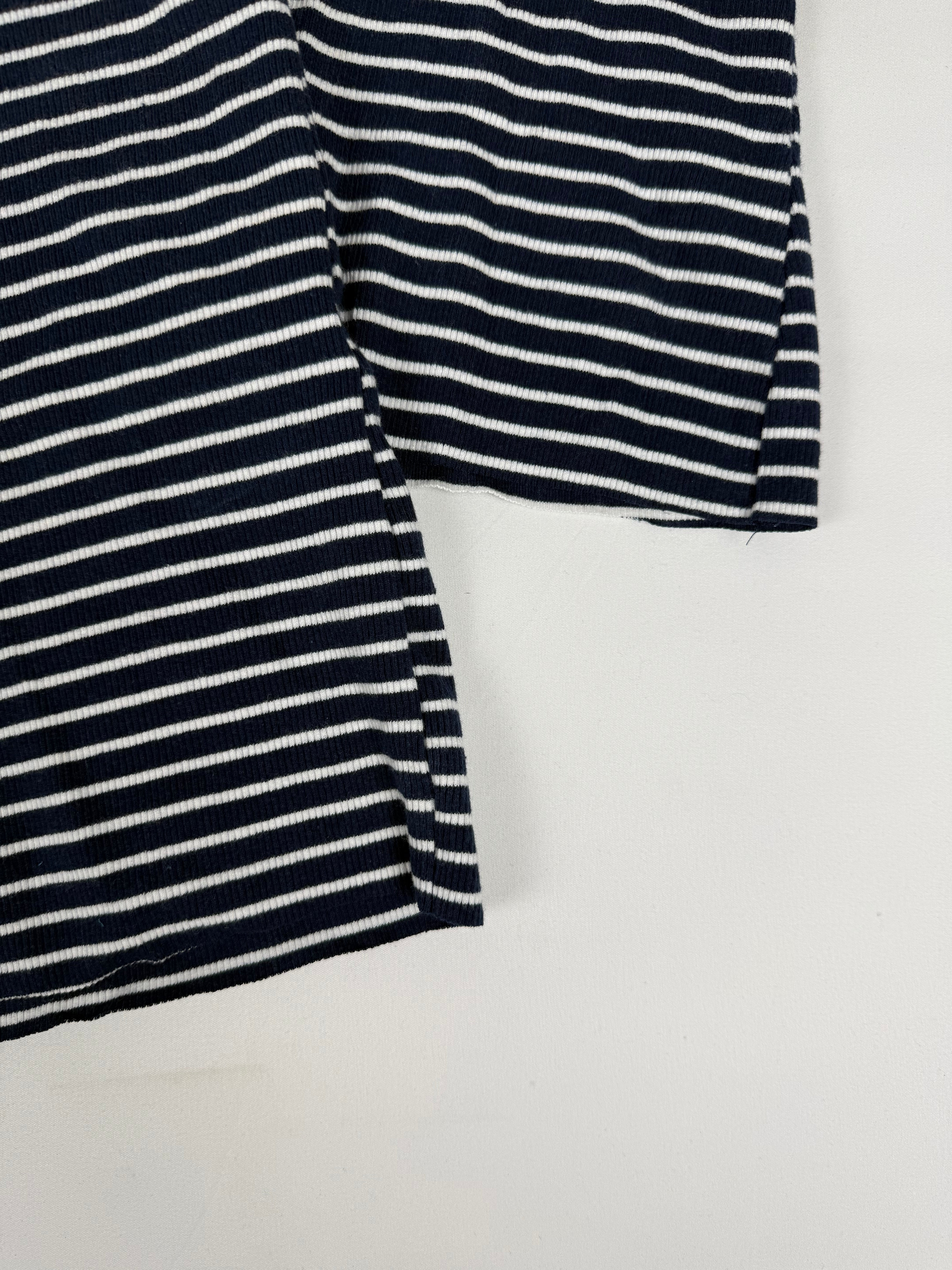 Navy striped cotton tee + mini skirt set (S)