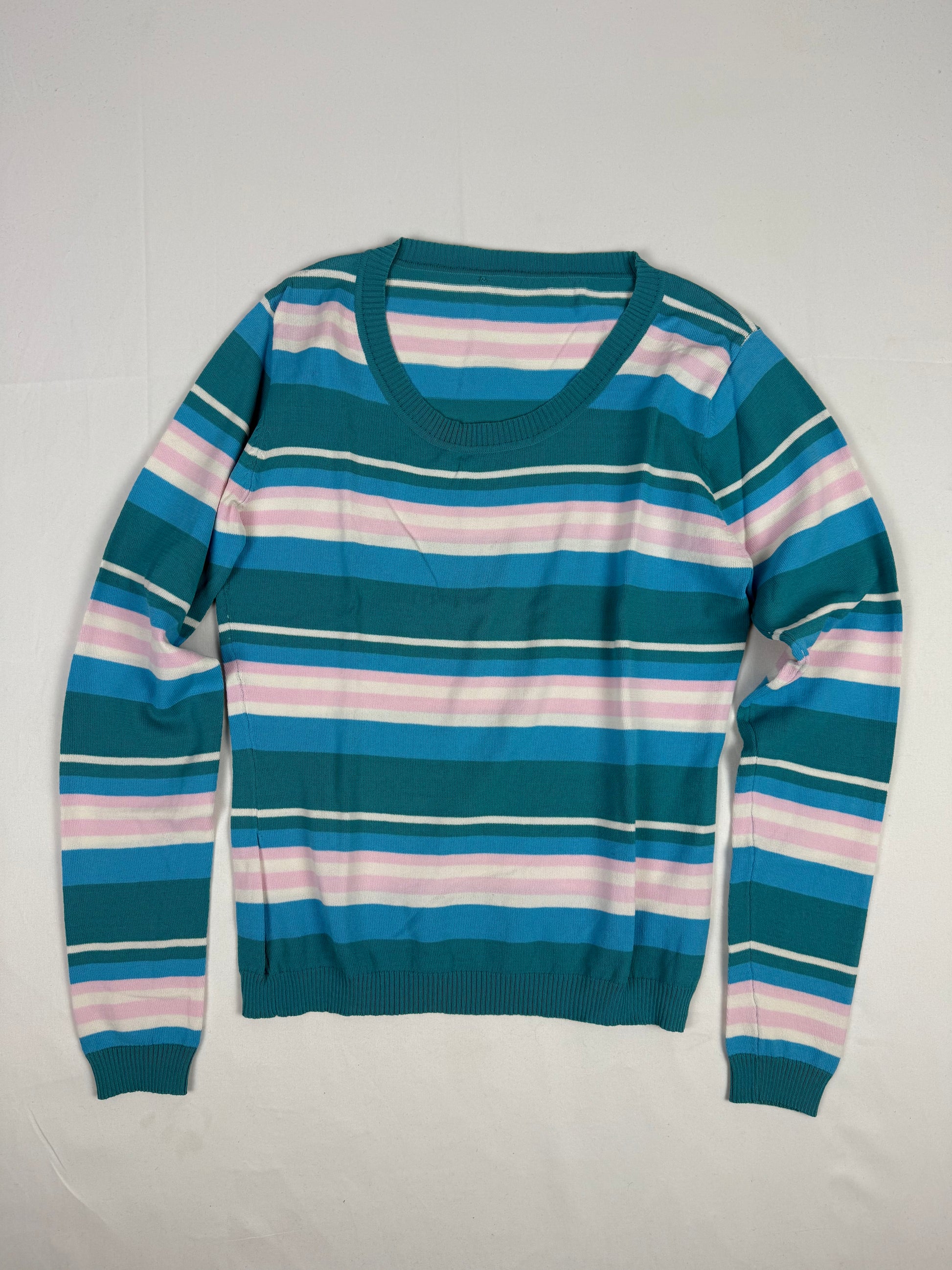 Blue striped tight fit silk jumper (S/M)
