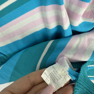 Blue striped tight fit silk jumper (S/M)