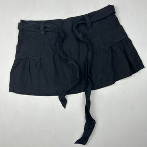 Black 100% linen low rise pleated mini skirt (M)