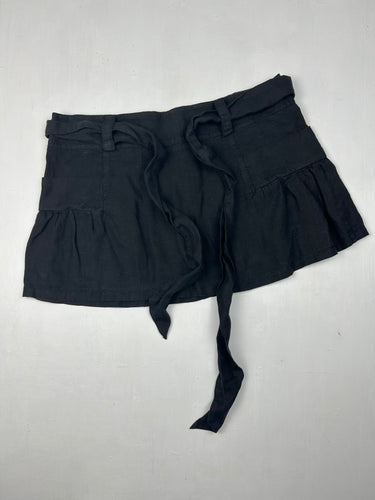 Black 100% linen low rise pleated mini skirt (M)