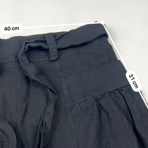 Black 100% linen low rise pleated mini skirt (M)
