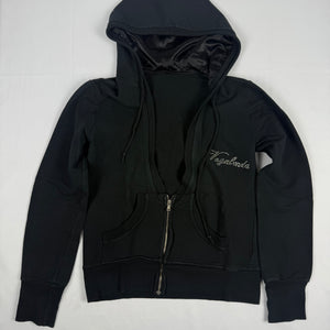 Black zip up 100% cotton hoodie (S/M)