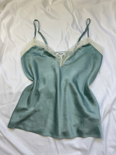 Blue satin cami top (L)