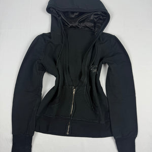 Black zip up 100% cotton hoodie (S/M)