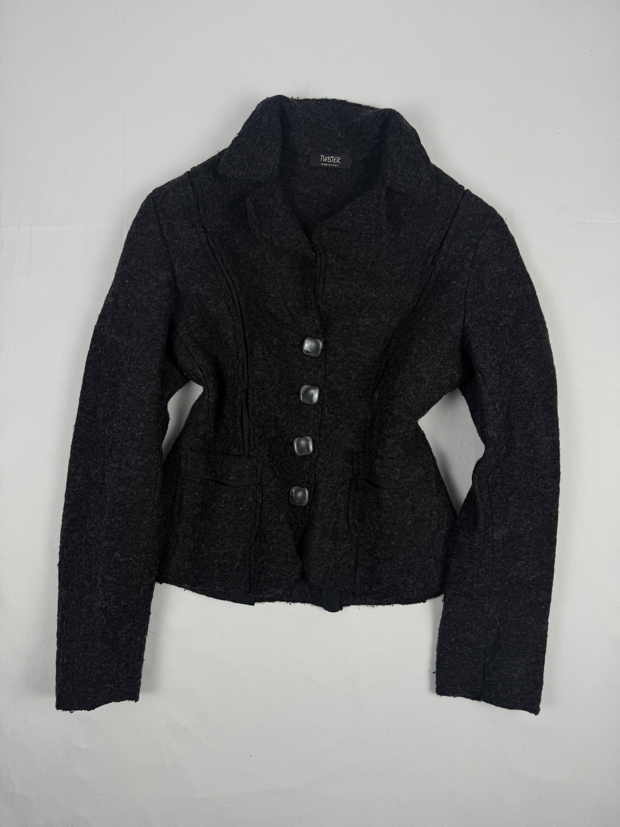 Dark grey tight fit wool jacket (S/M)