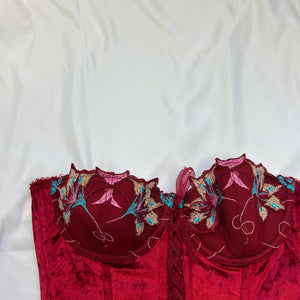 Red velvet corset top (S)