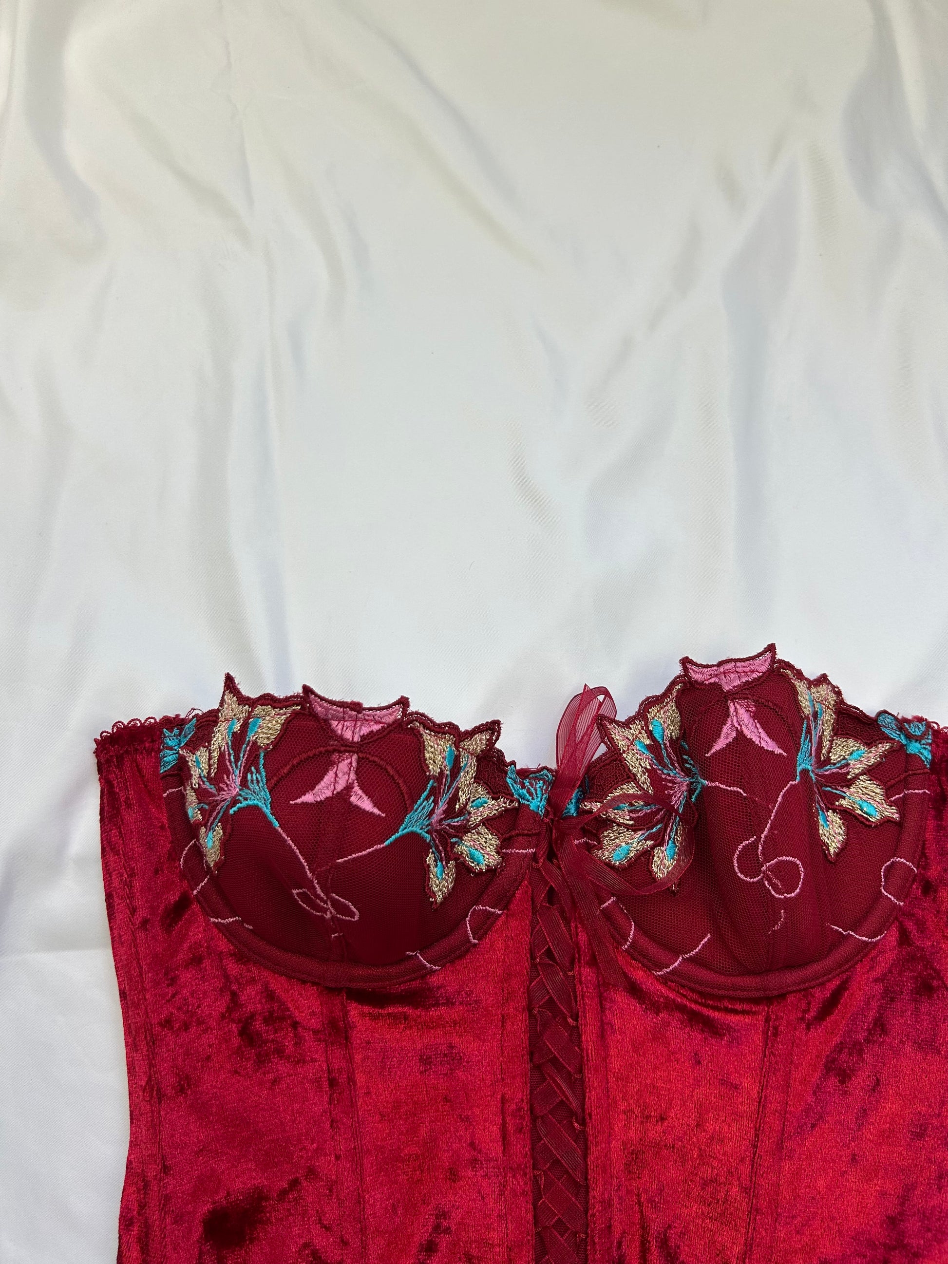 Red velvet corset top (S)