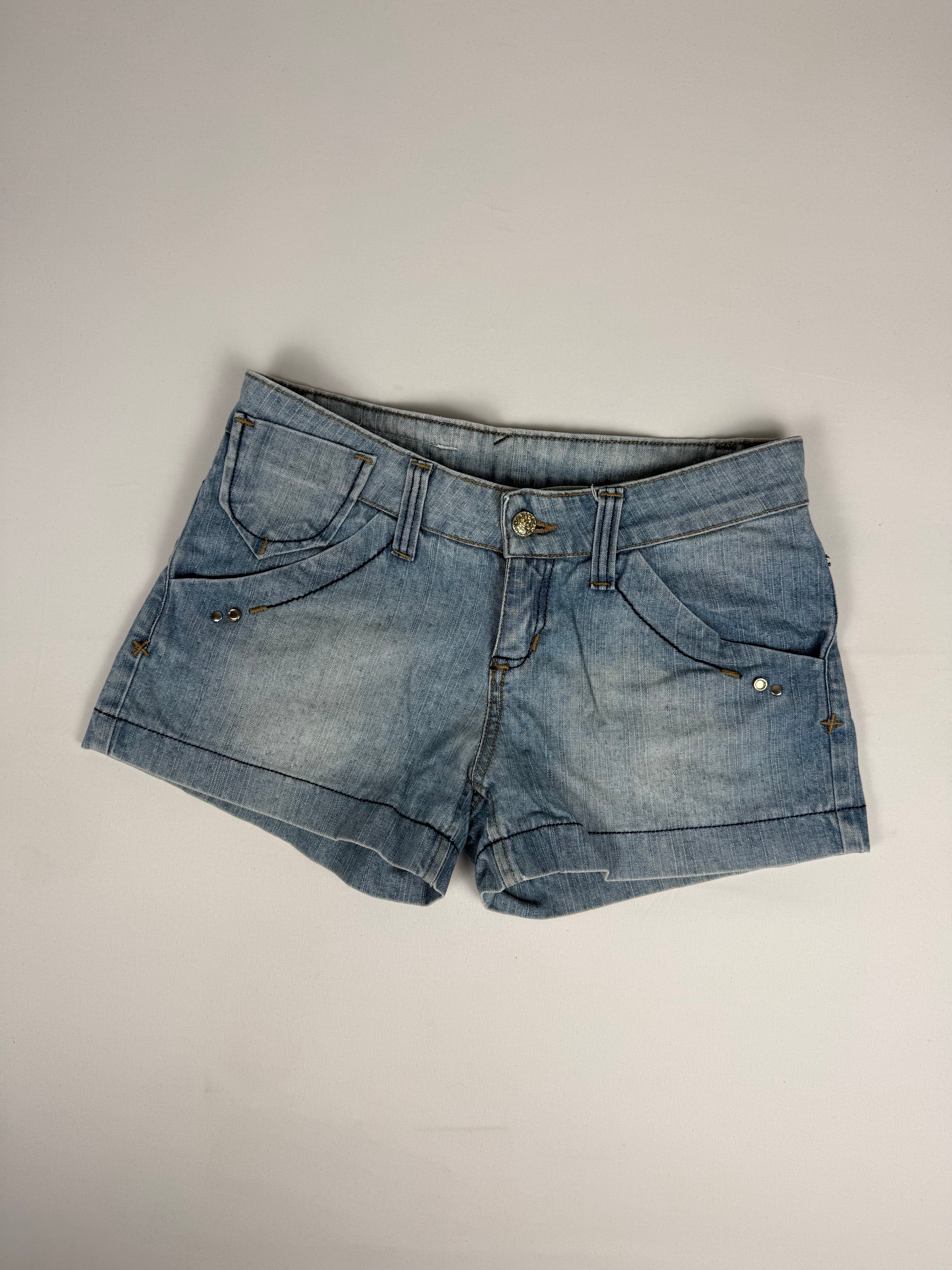Mini-short taille basse en jean bleu (S)