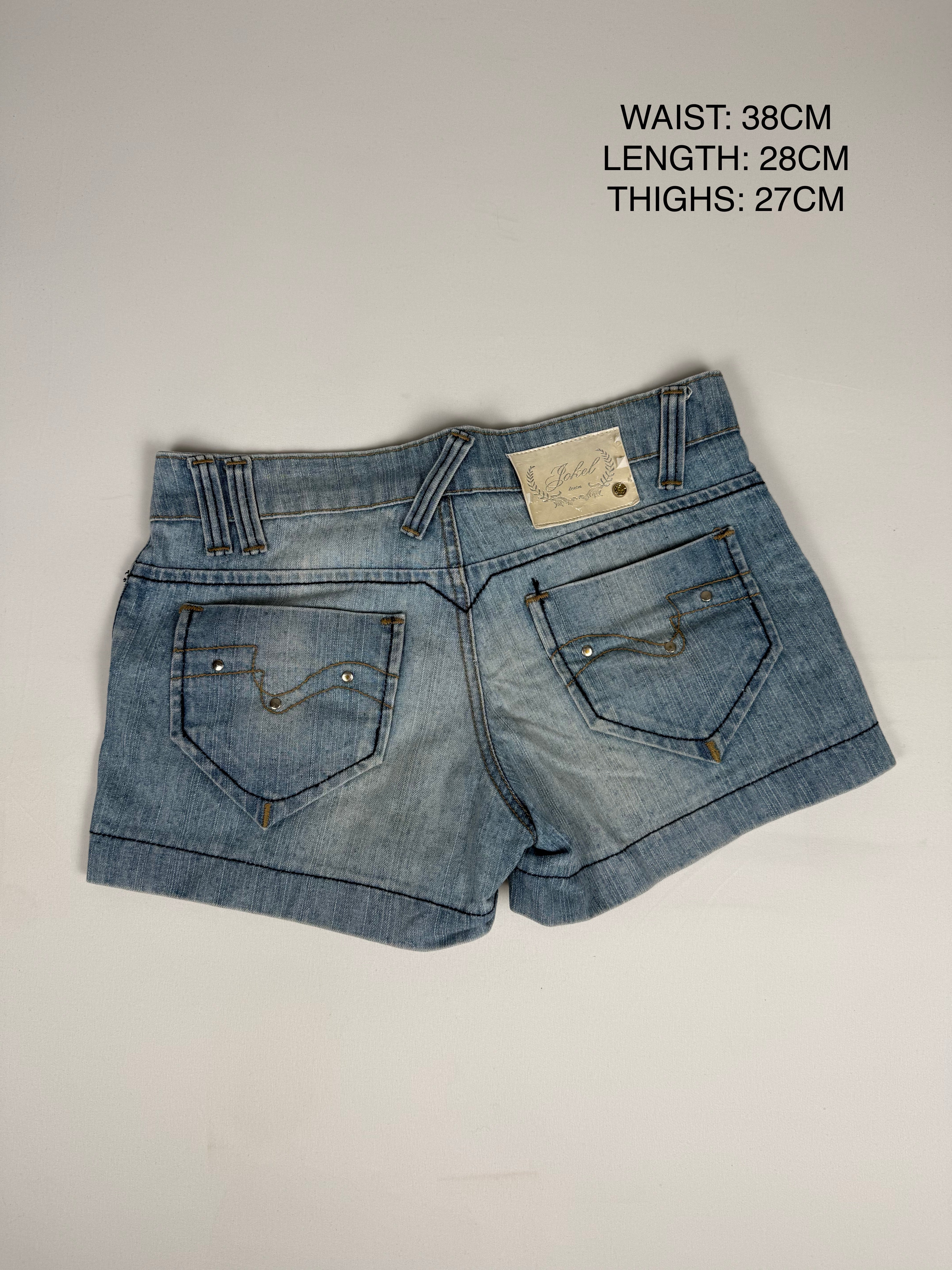 Mini-short taille basse en jean bleu (S)