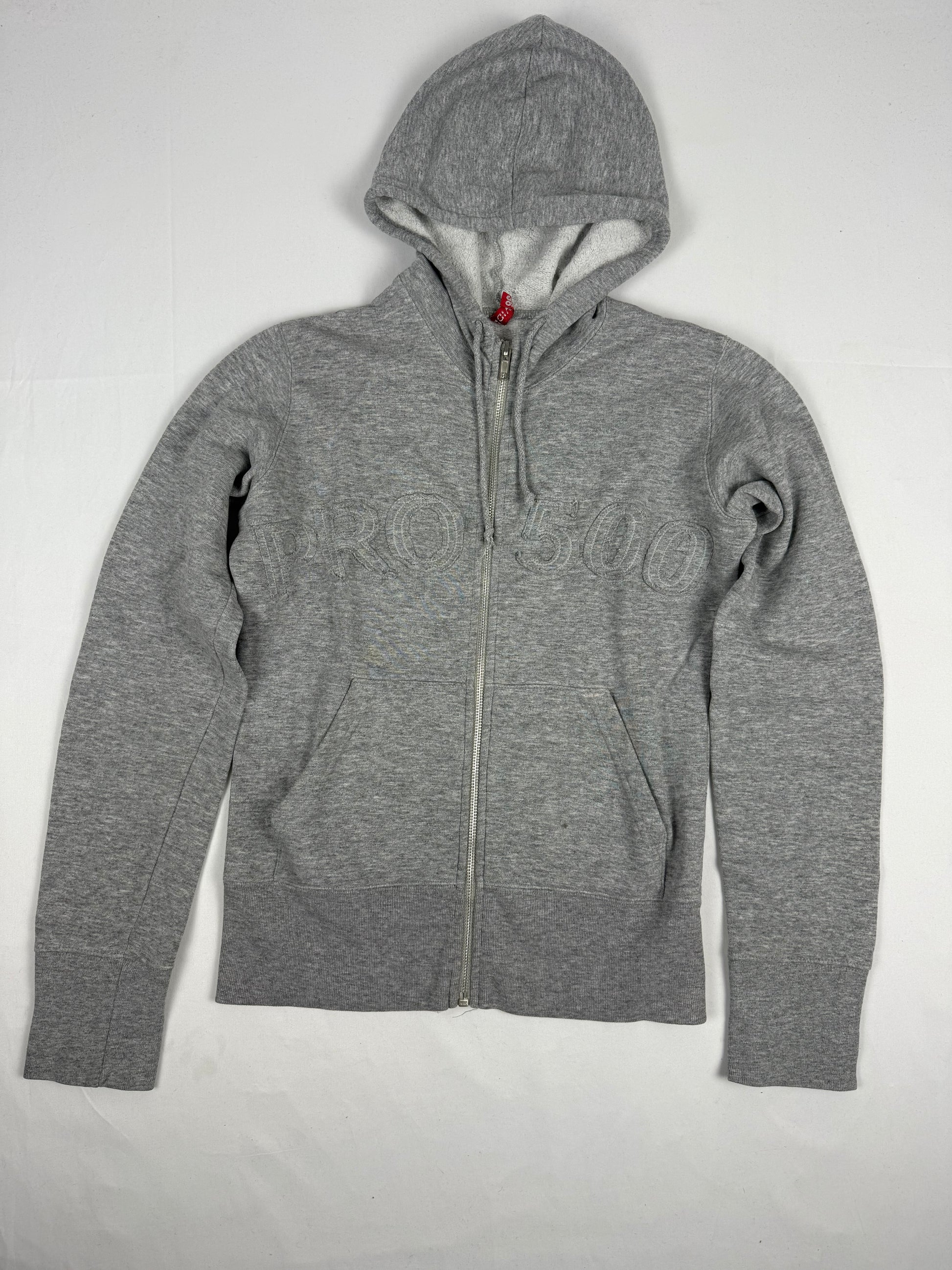 Grey zip up 100% cotton hoodie (S)