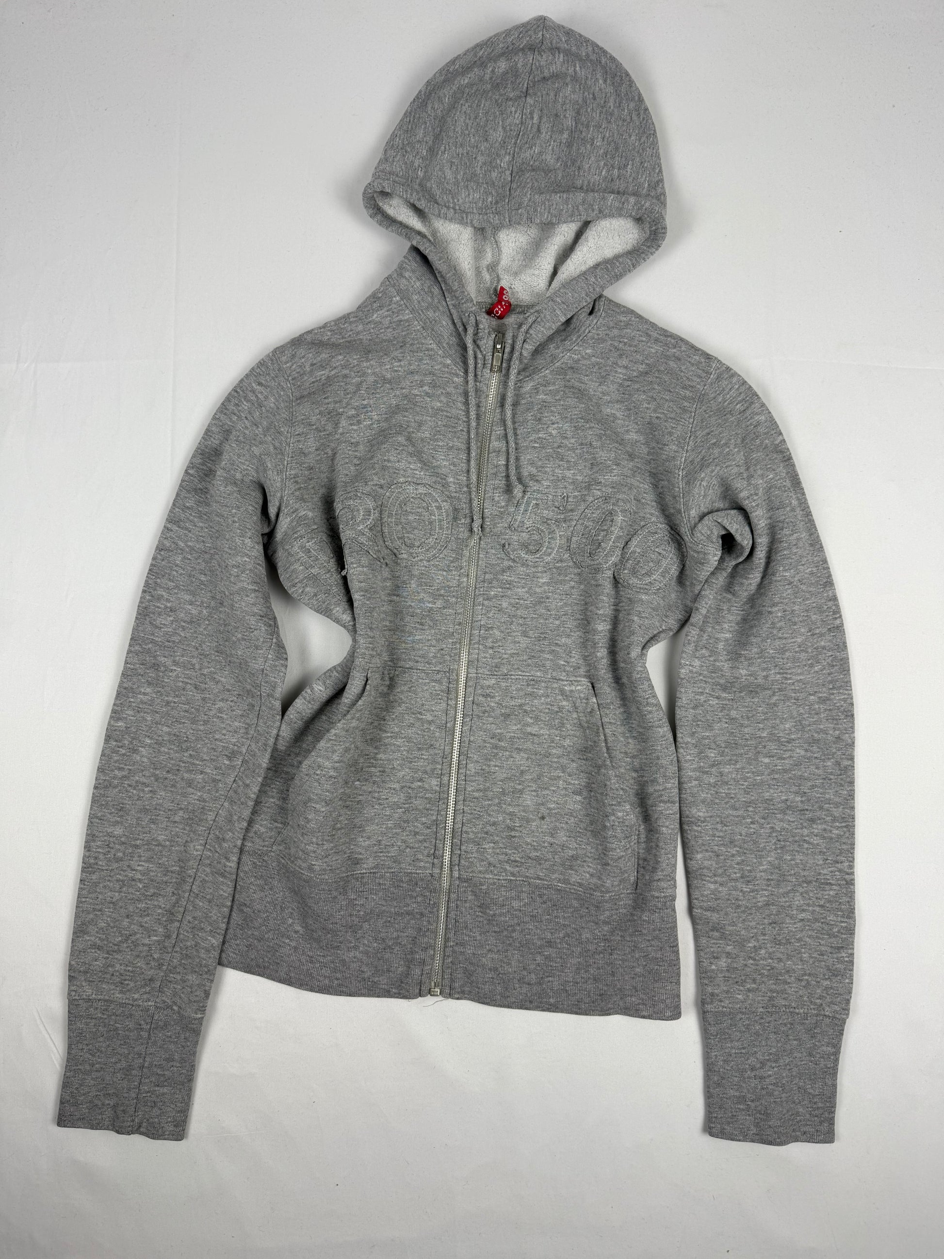 Grey zip up 100% cotton hoodie (S)