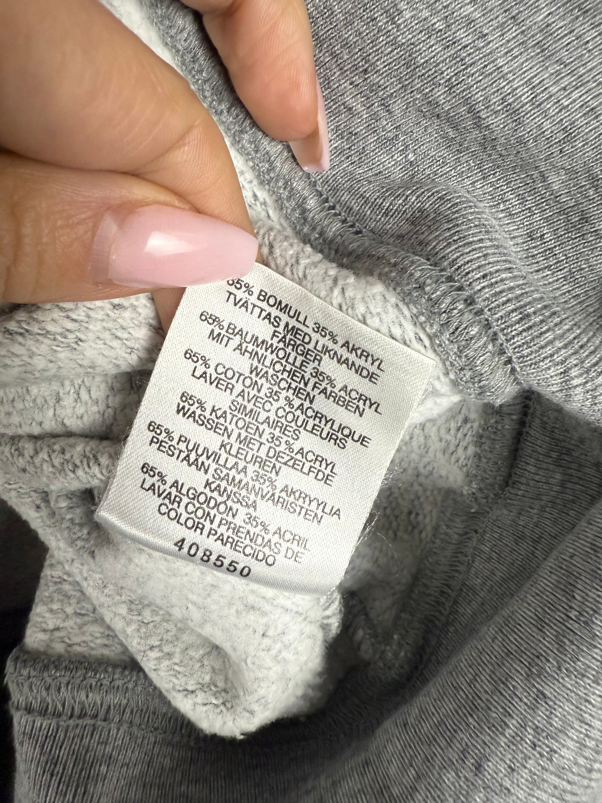 Grey zip up 100% cotton hoodie (S)