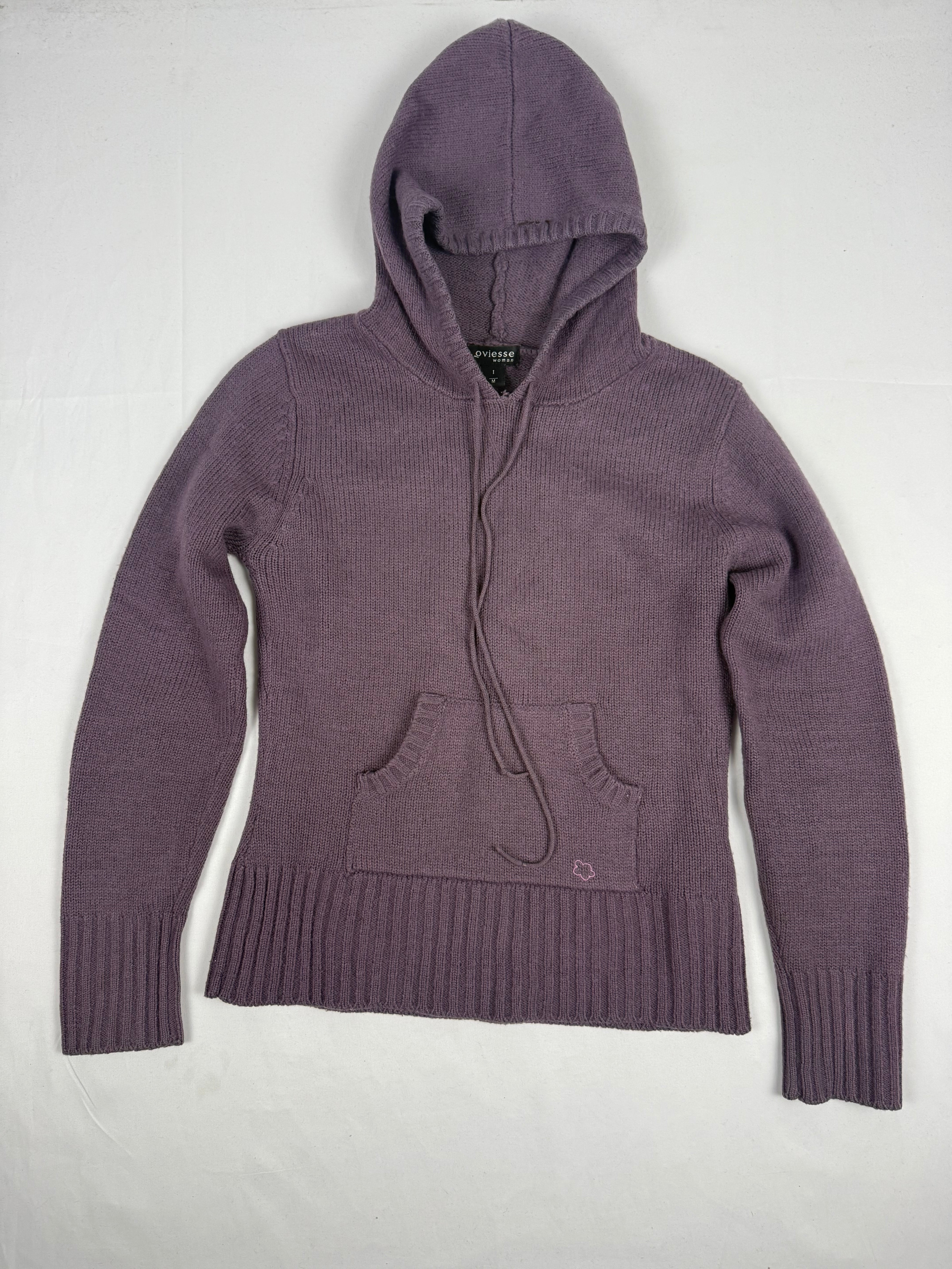 Purple wool hooded jumper (S/M)