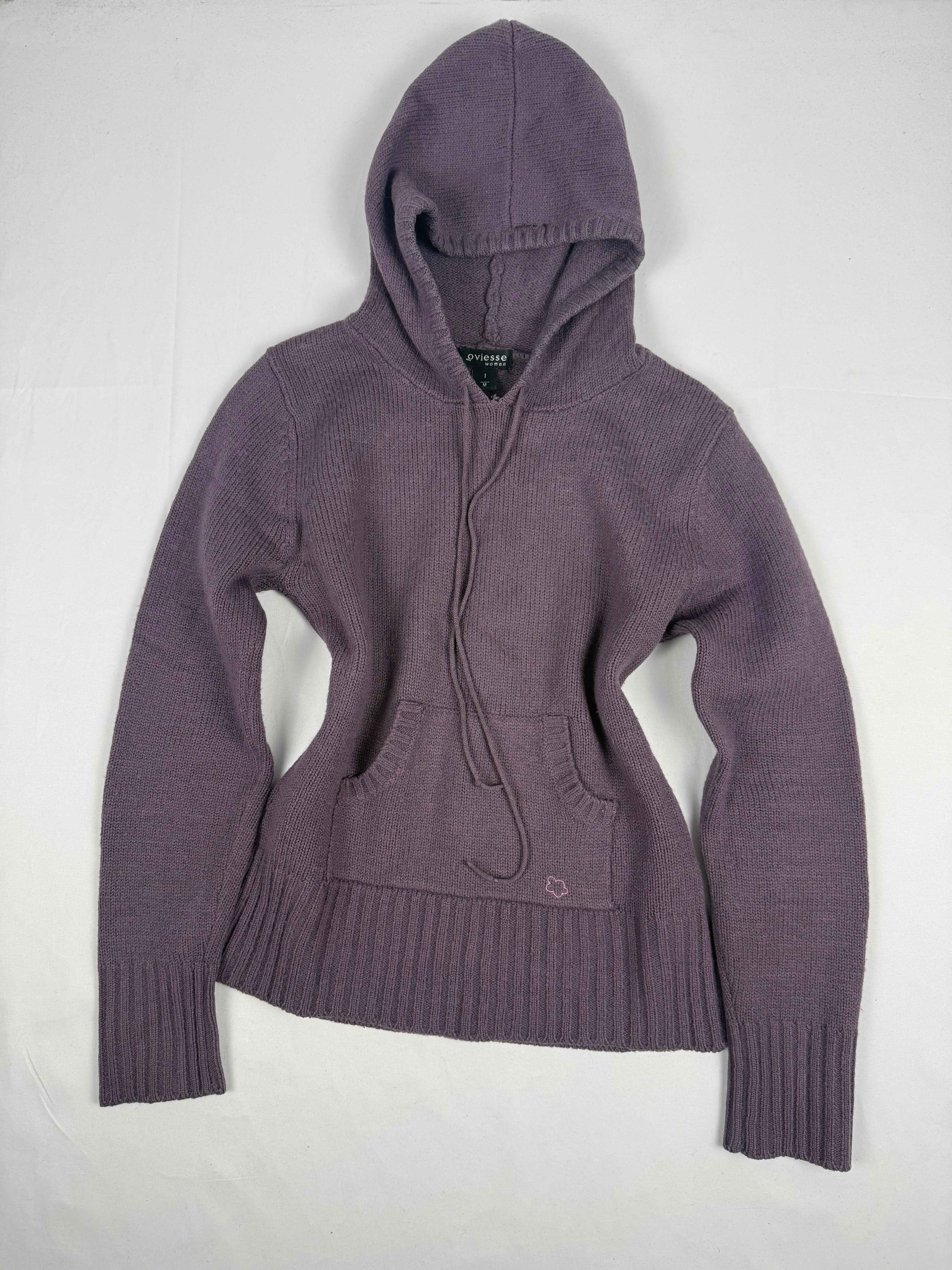Purple wool hooded jumper (S/M)