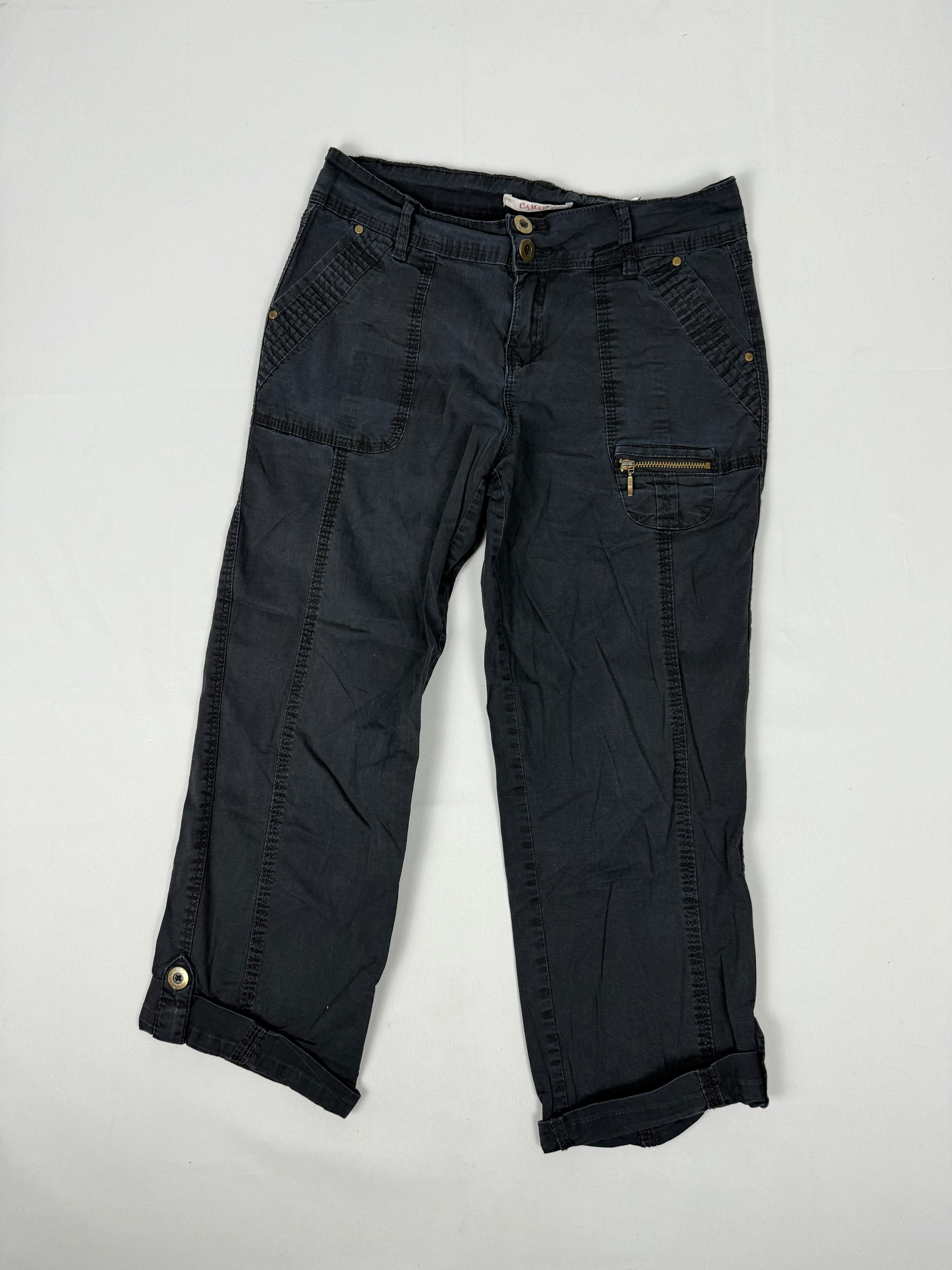 Black utility low rise capri pants (S)
