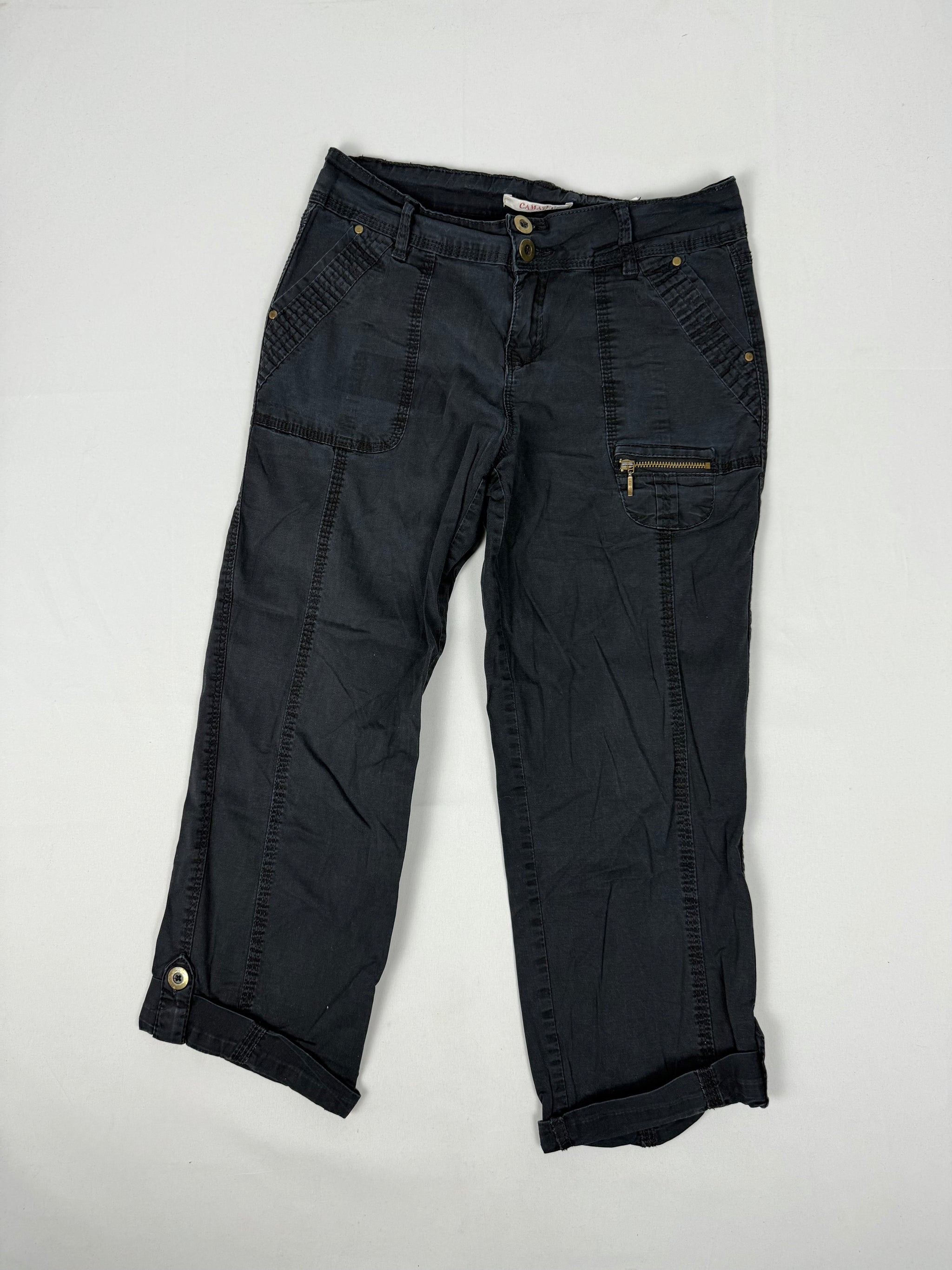 Black utility low rise capri pants (S)